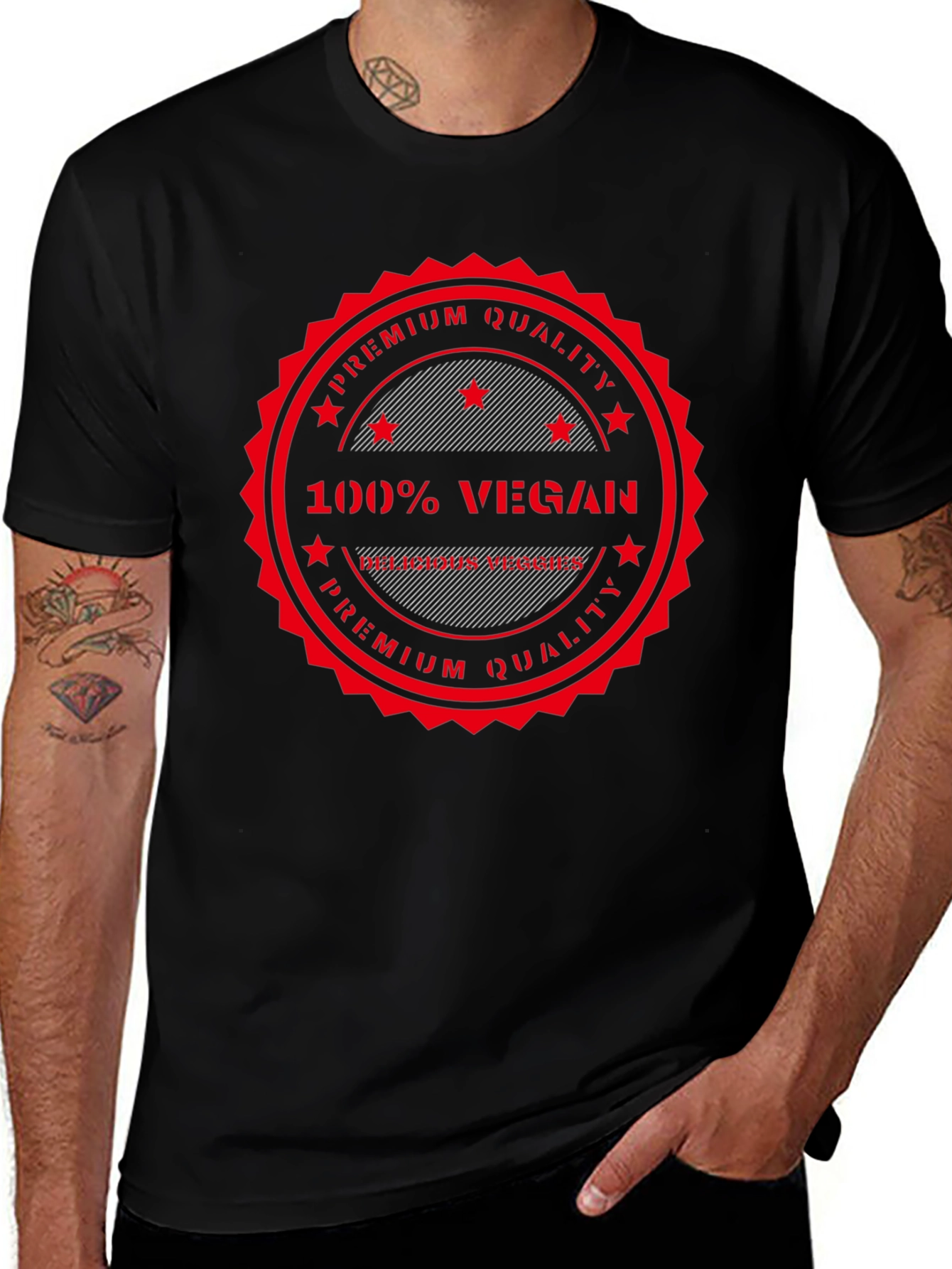 100% Vegan Premium Quality Black T-Shirt