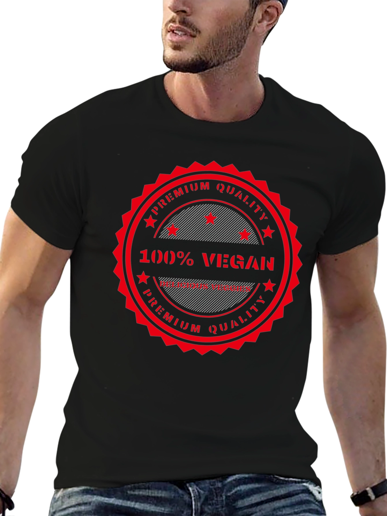 100% Vegan Premium Quality Black T-Shirt