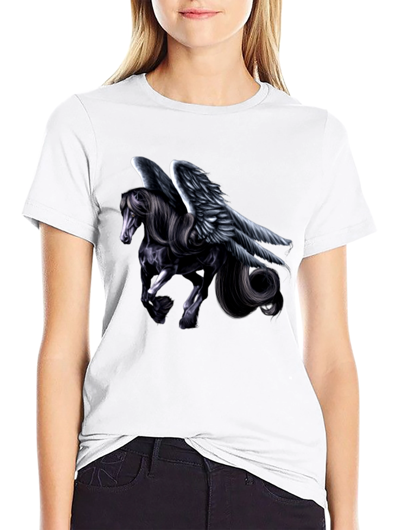 Black Pegasus Graphic Tee - Mythical Style