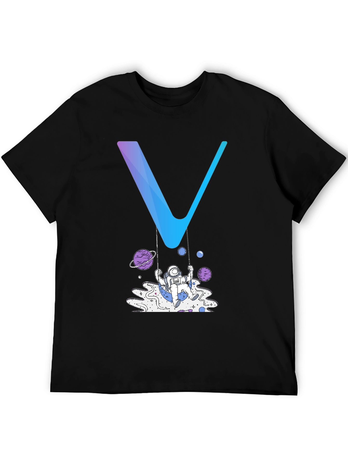 Astronaut Swing Graphic Tee - Black Cotton Blend Shirt