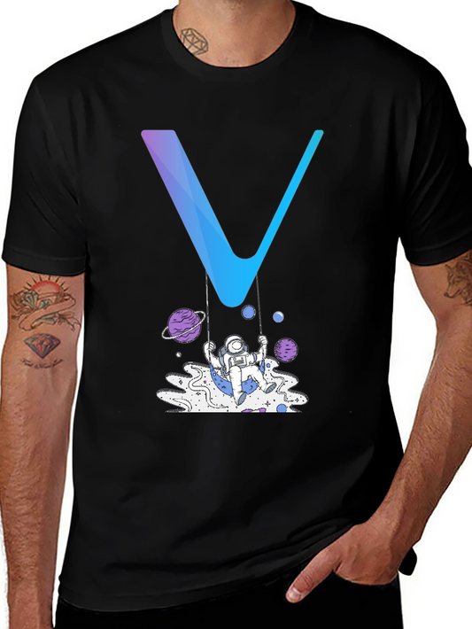Astronaut Swing Graphic Tee - Black Cotton Blend Shirt