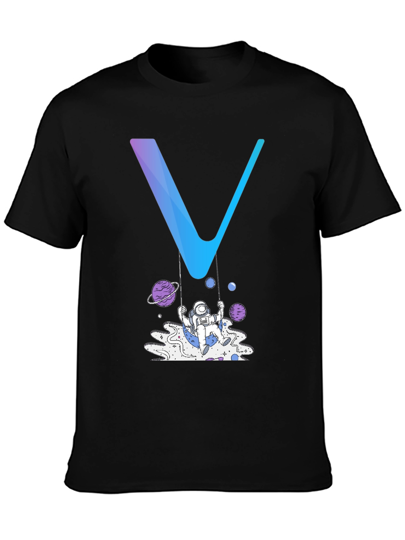Astronaut Swing Graphic Tee - Black Cotton Blend Shirt