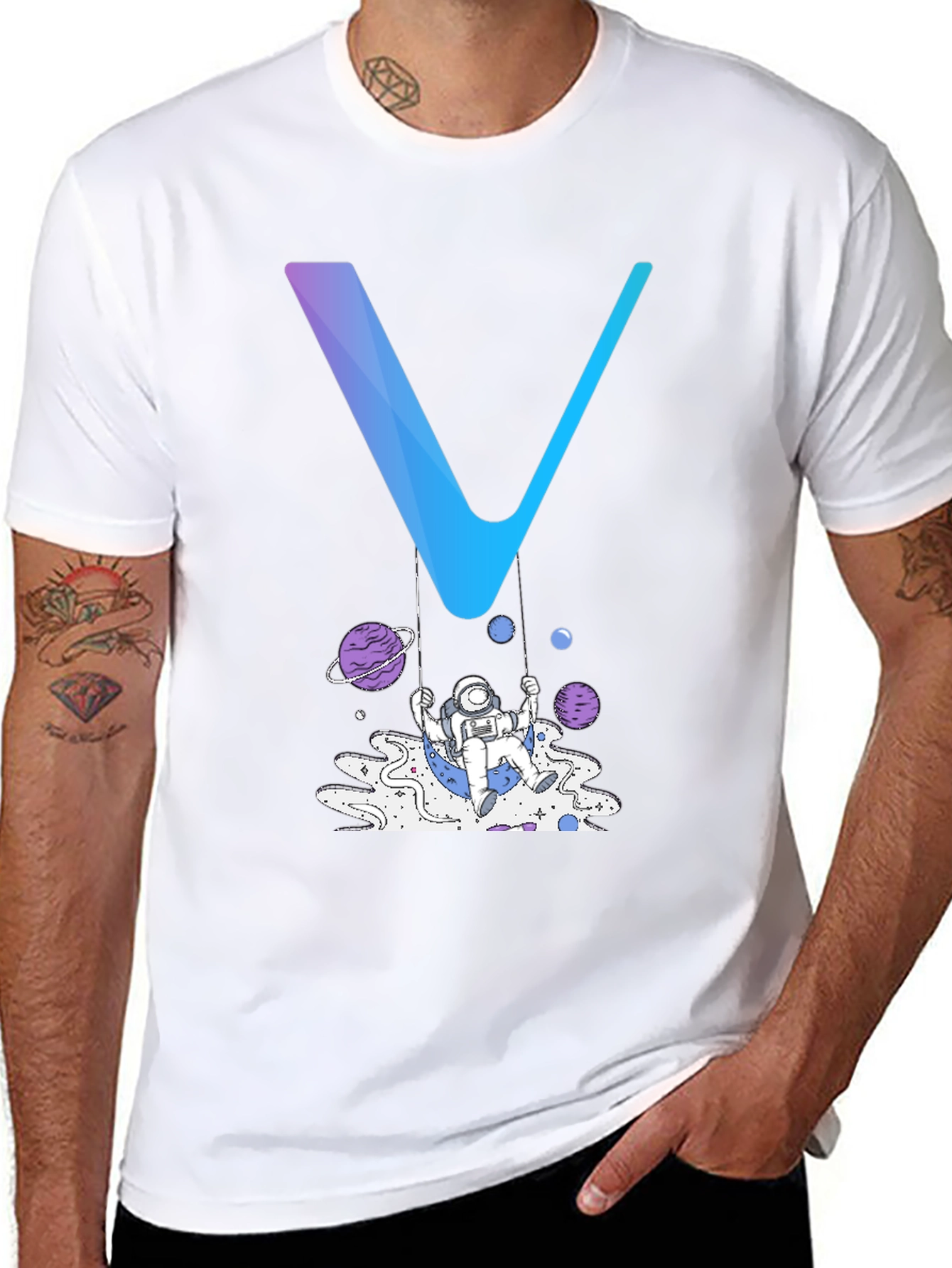Astronaut Swing Graphic Tee - Black Cotton Blend Shirt