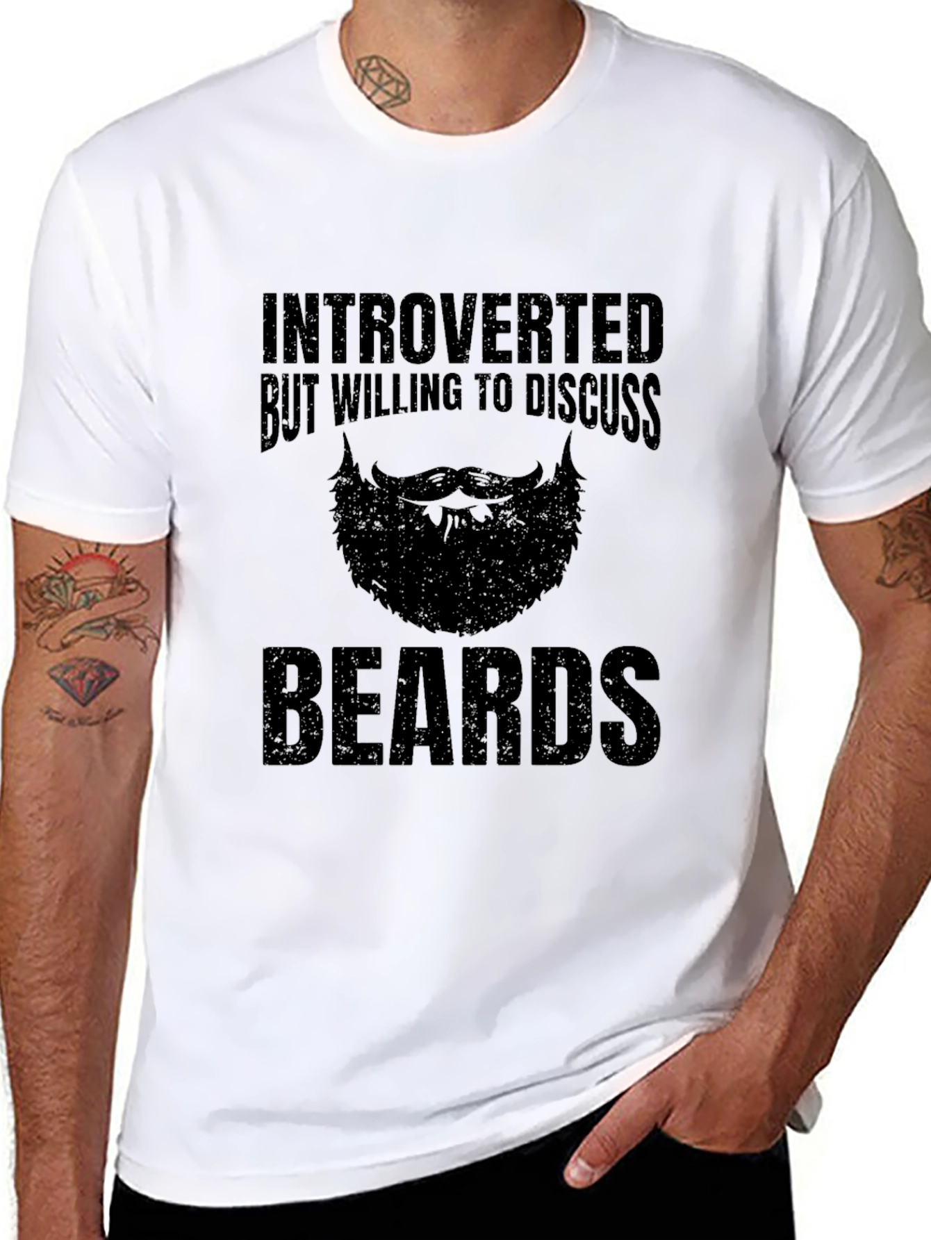 Introverted Beards T-Shirt - Black Novelty Tee