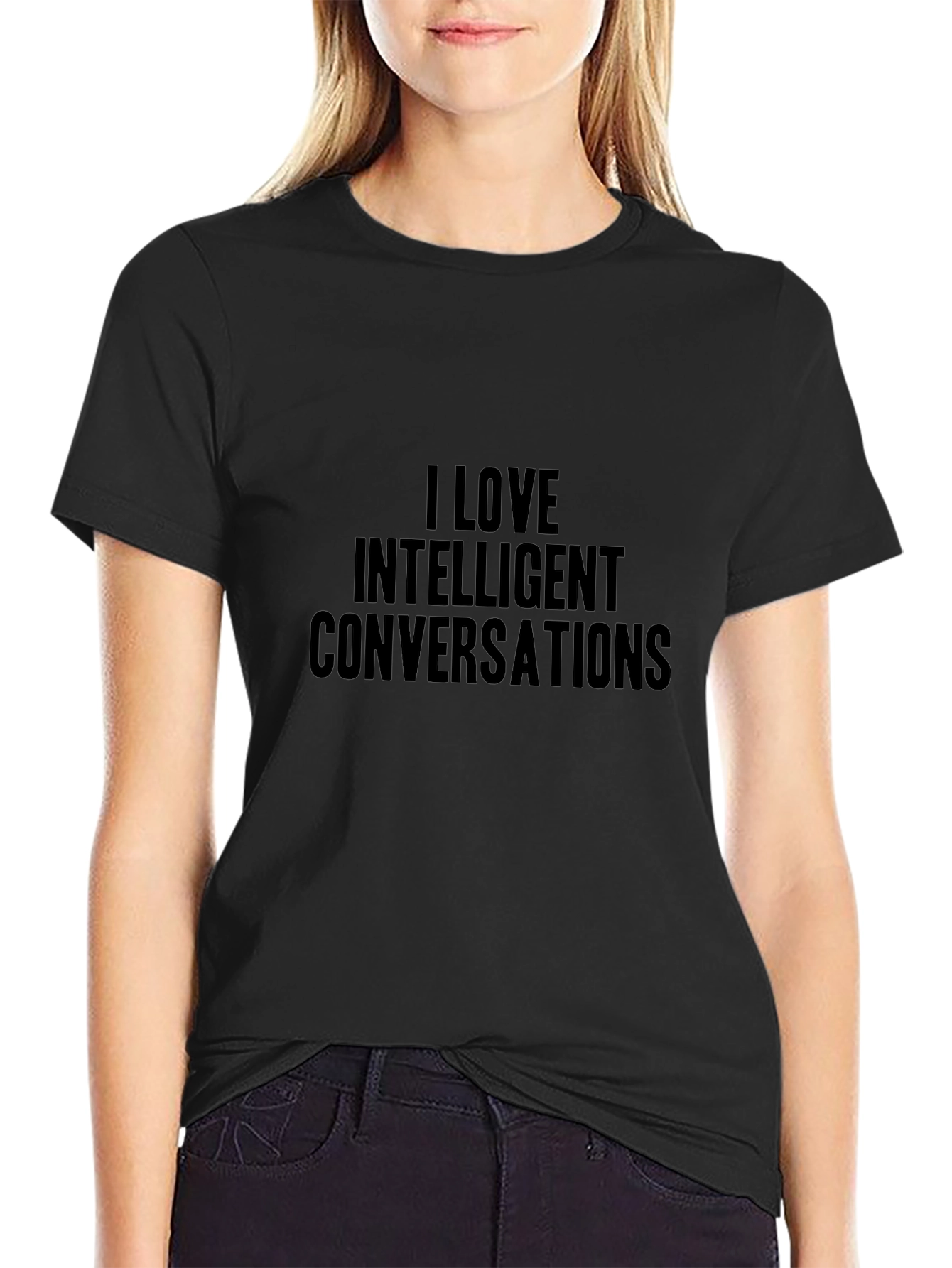 I Love Intelligent Conversations Black T-Shirt