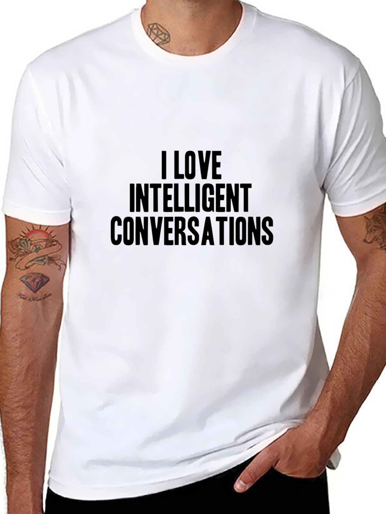 I Love Intelligent Conversations Black T-Shirt
