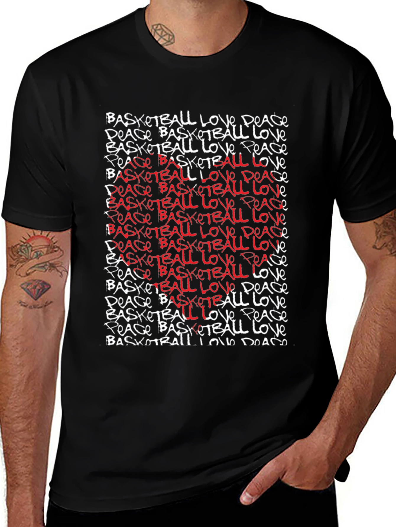 Basketball Love Peace Graphic Tee