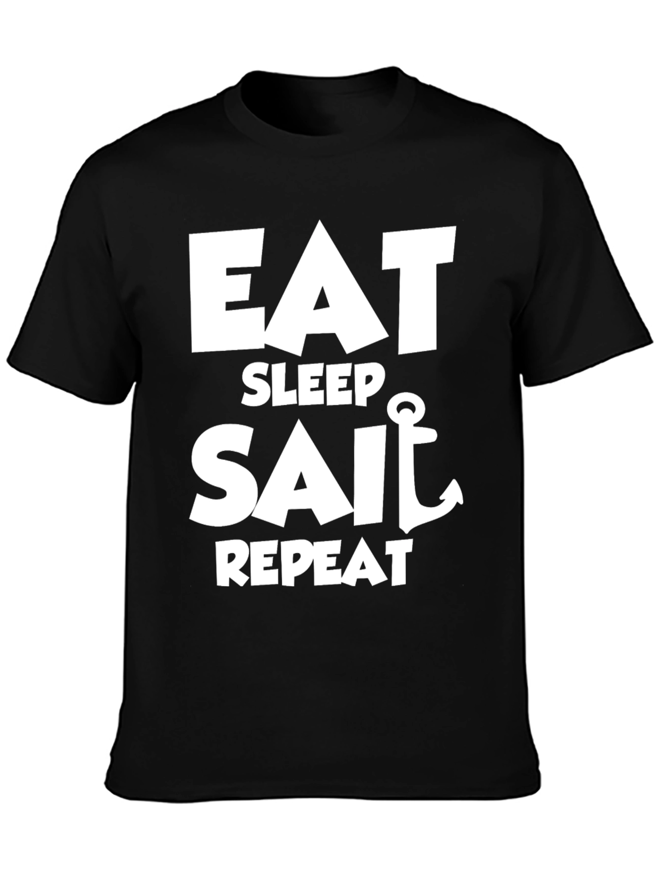 Eat Sleep Sail Repeat Black T-Shirt