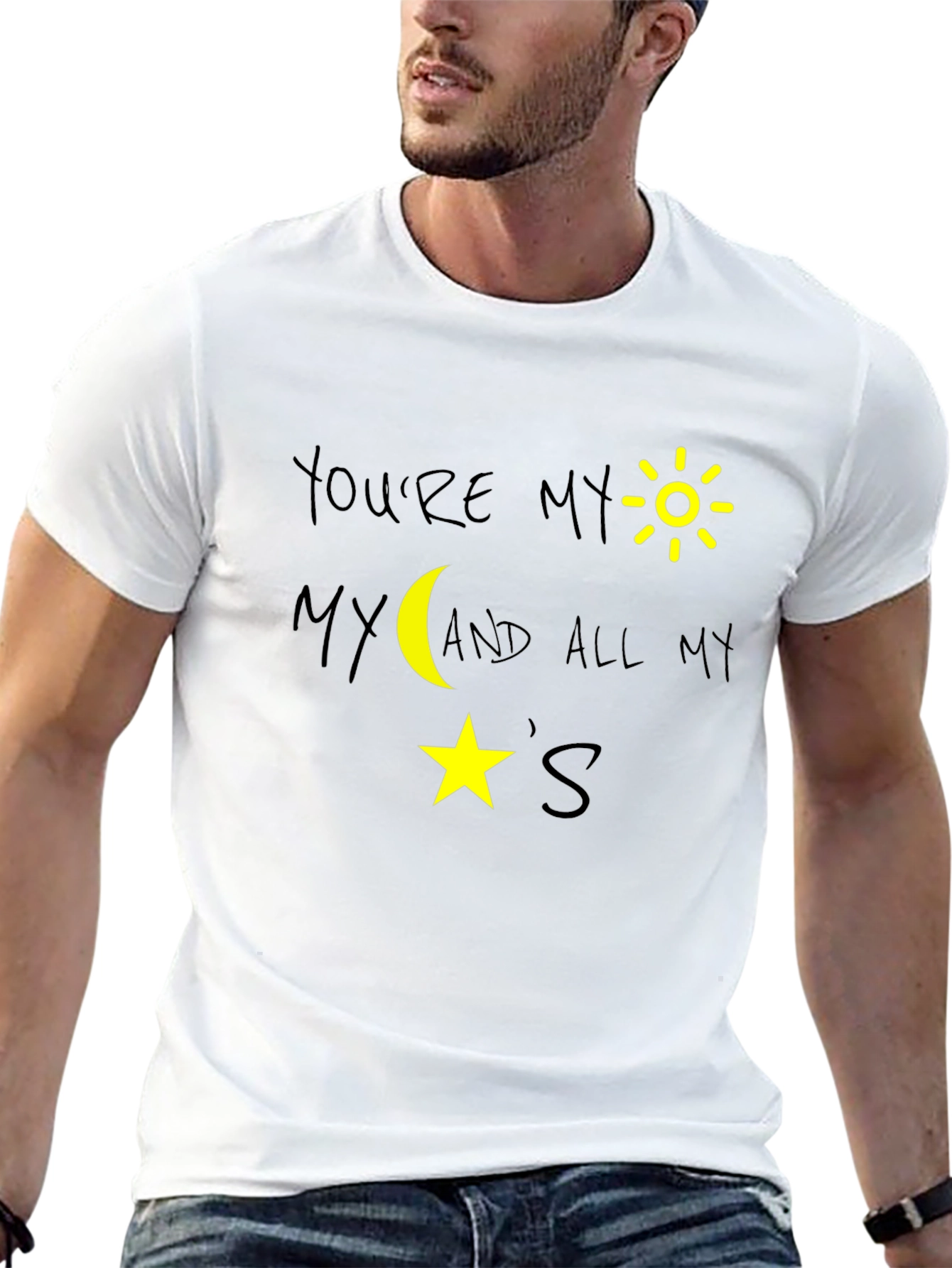 Youre My Sun Moon and Stars Black Graphic T-Shirt
