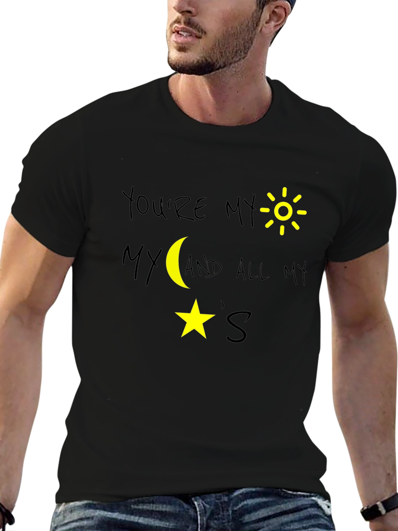 Youre My Sun Moon and Stars Black Graphic T-Shirt
