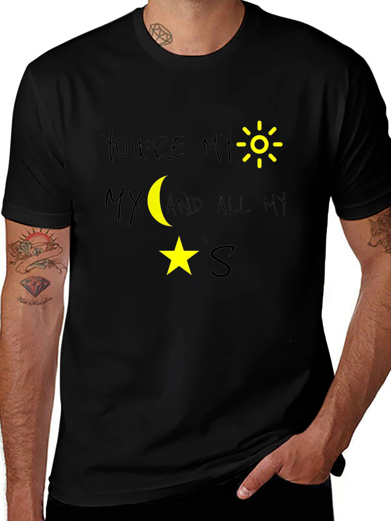 Youre My Sun Moon and Stars Black Graphic T-Shirt