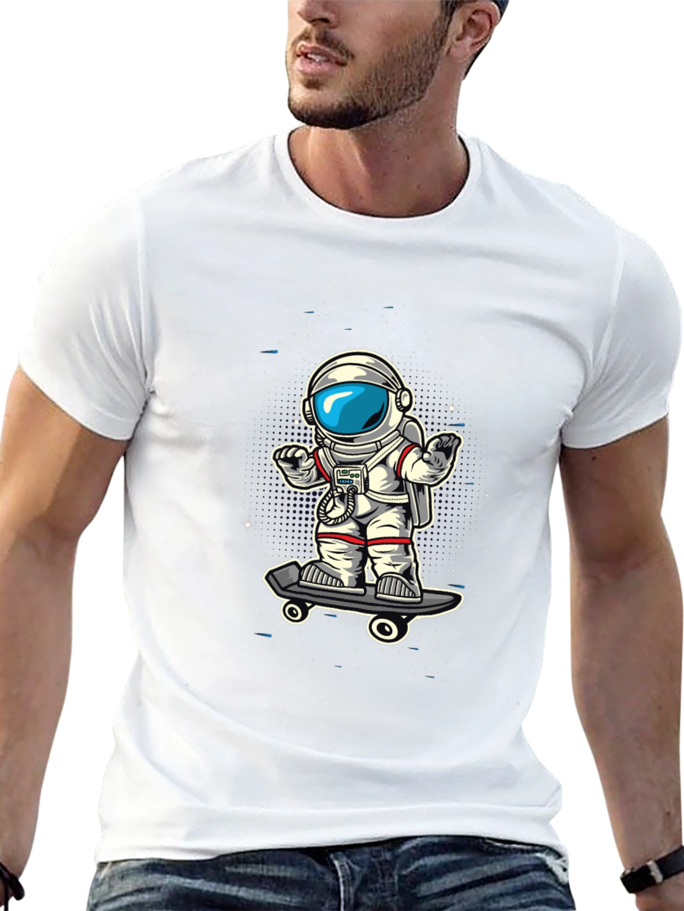 Skateboarding Astronaut Graphic T-Shirt