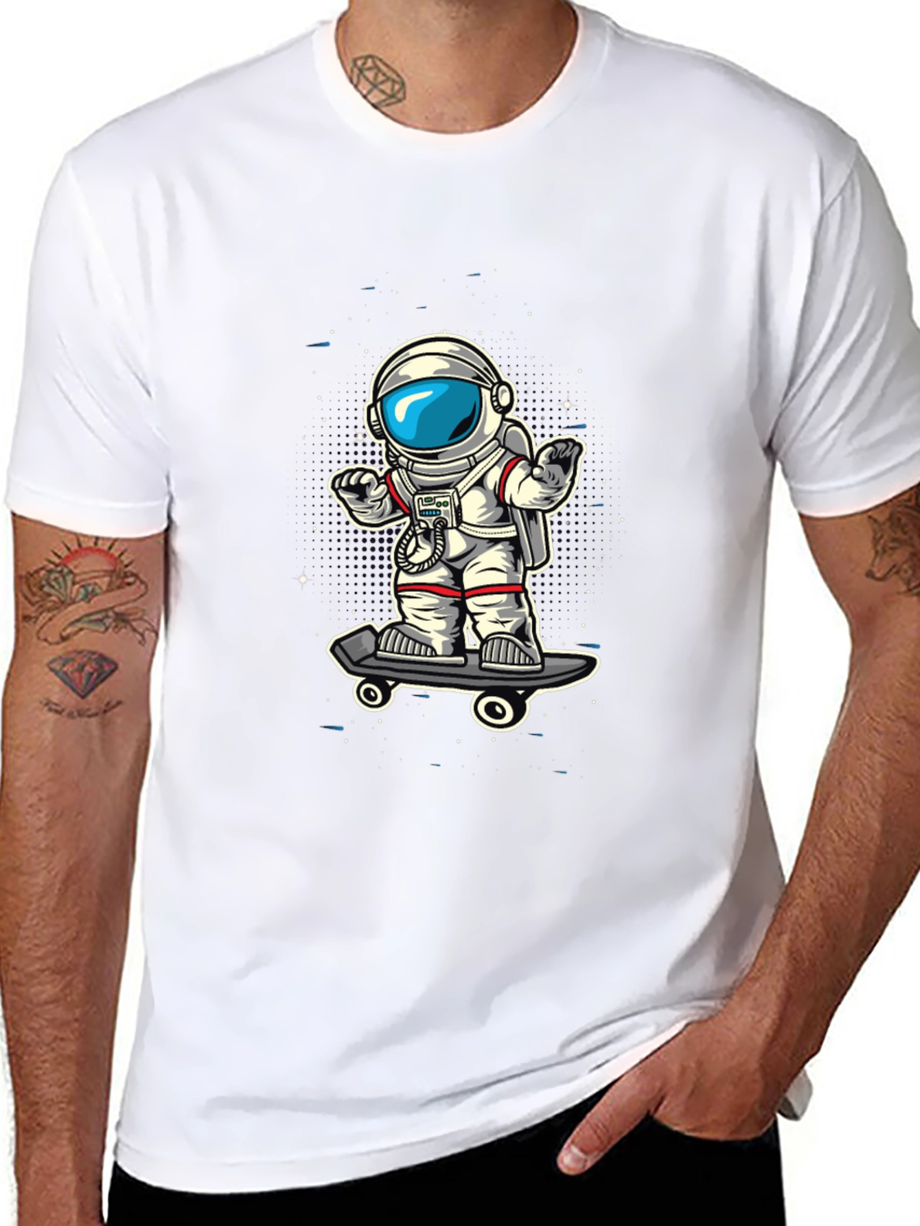 Skateboarding Astronaut Graphic T-Shirt