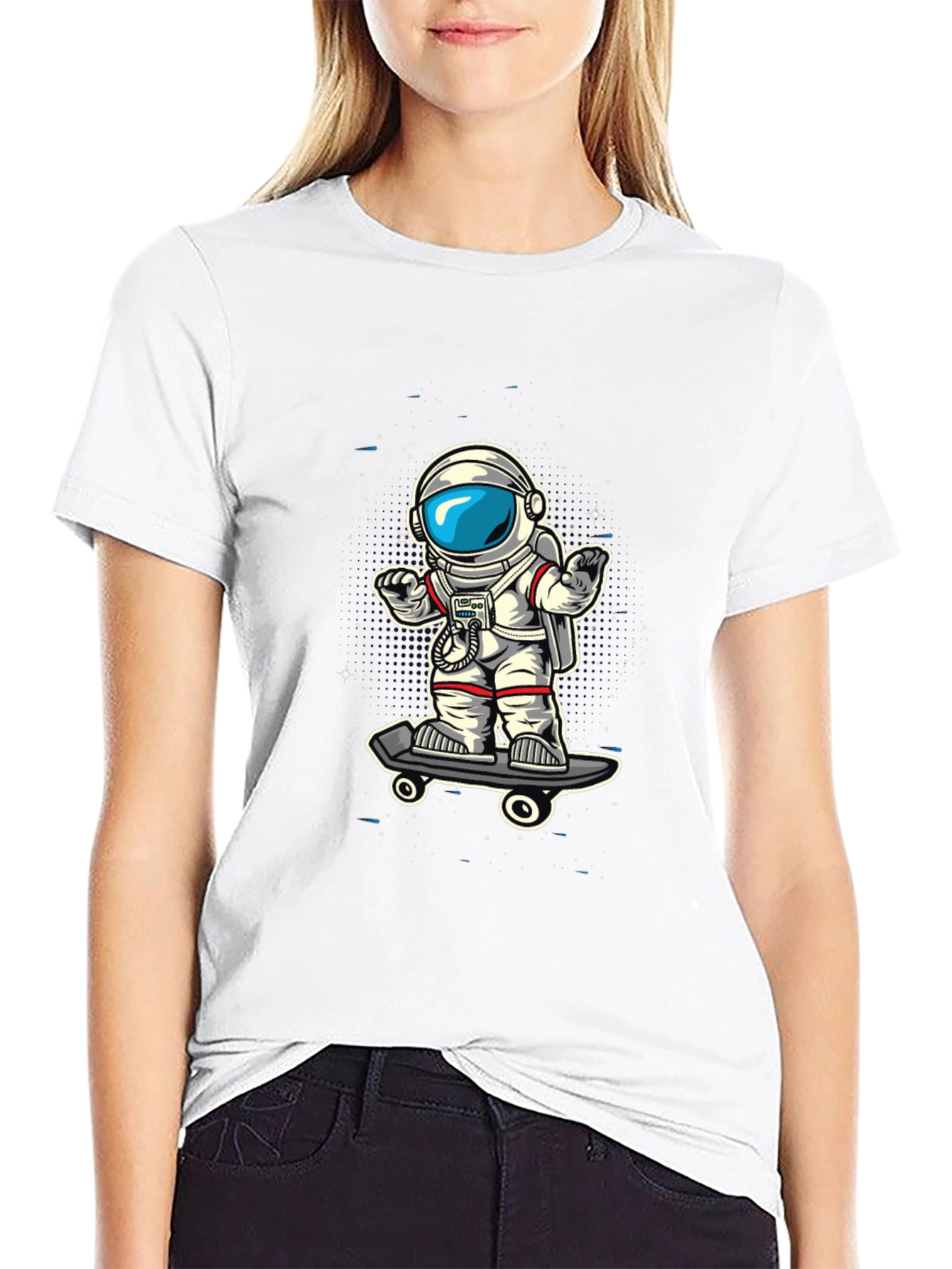 Skateboarding Astronaut Graphic T-Shirt
