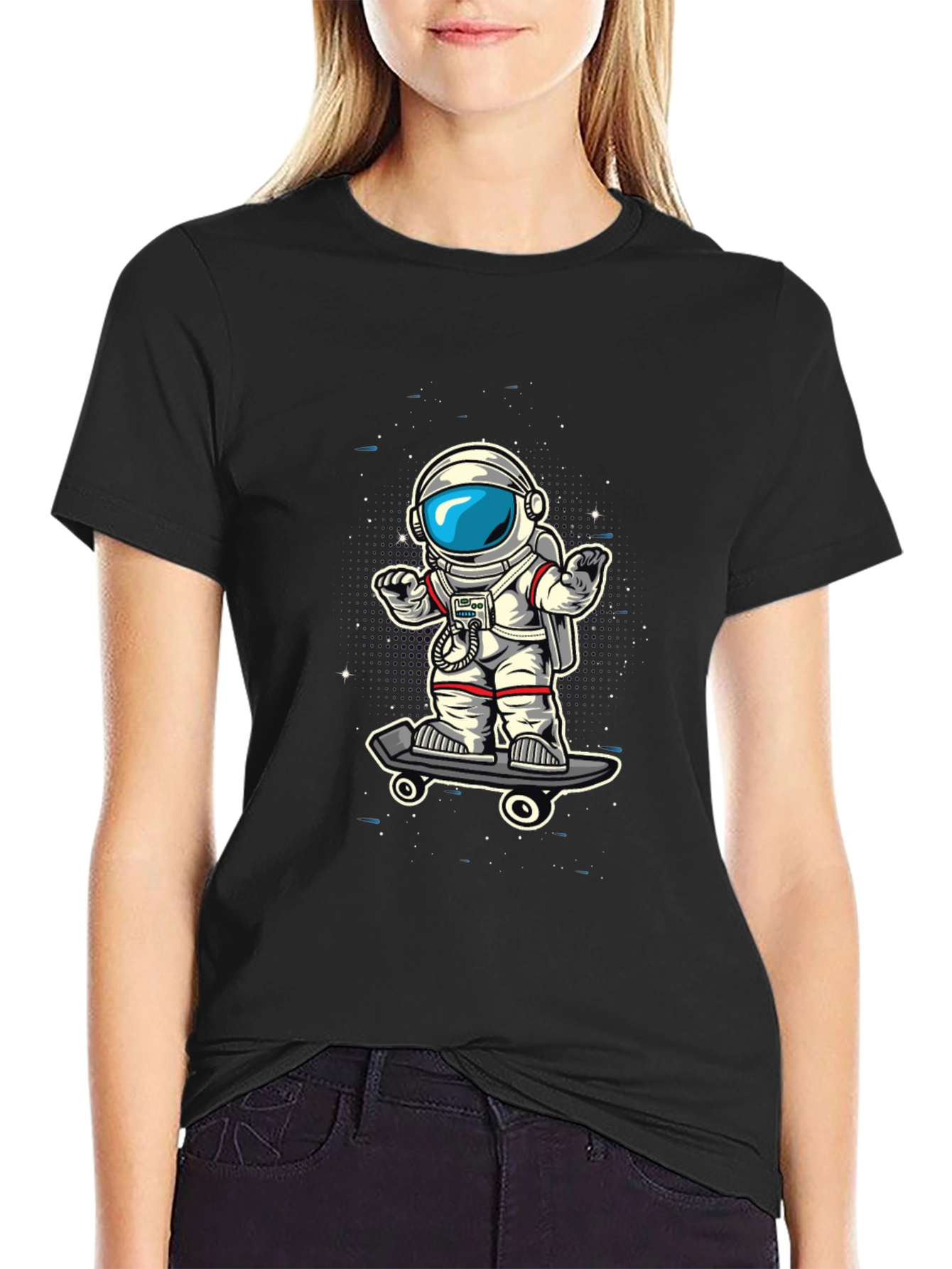 Skateboarding Astronaut Graphic T-Shirt