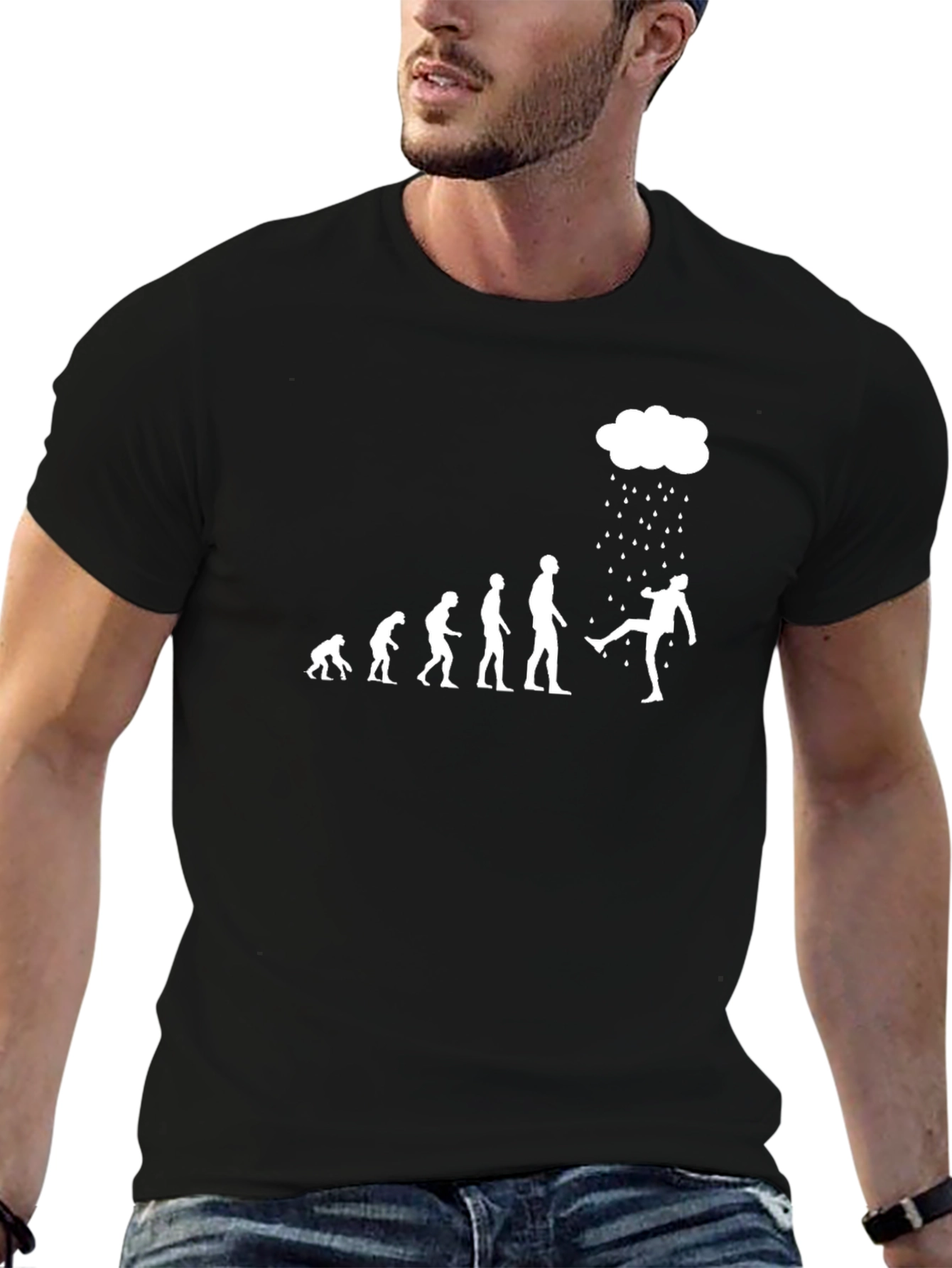 Funny Evolution of Man Rain Cloud T-Shirt