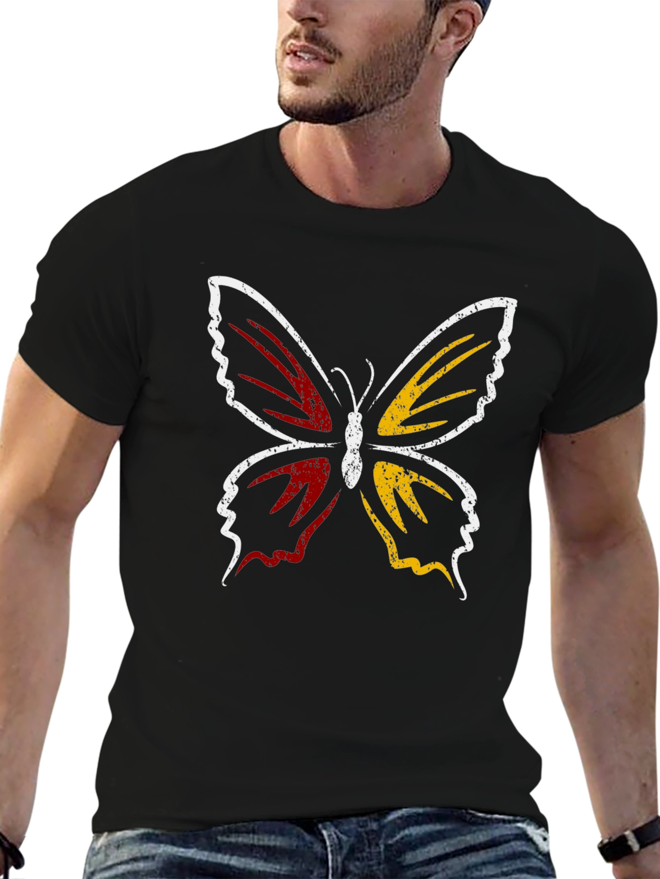 Distressed Butterfly Graphic Tee - Stylish Casual Wear