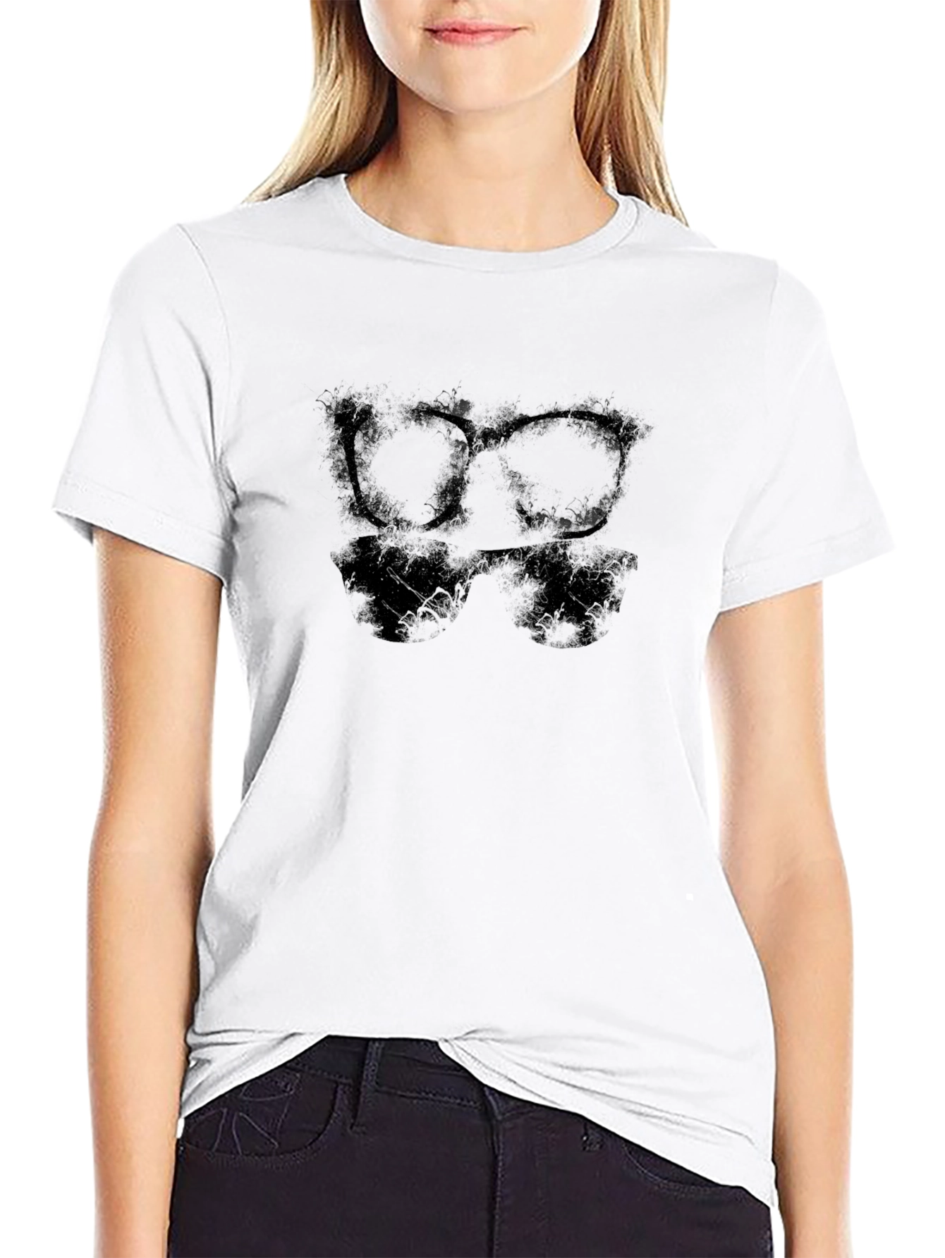 Stylish Black Graphic Tee with Sunglasses Design