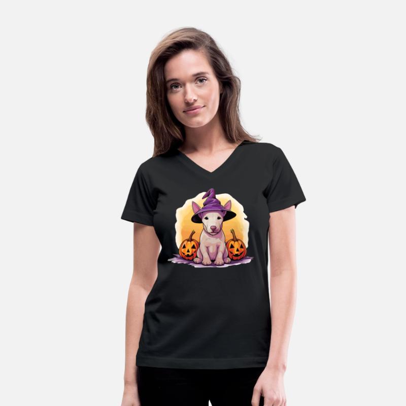 Halloween Witch Hat Pumpkin Dog Bull Terrier