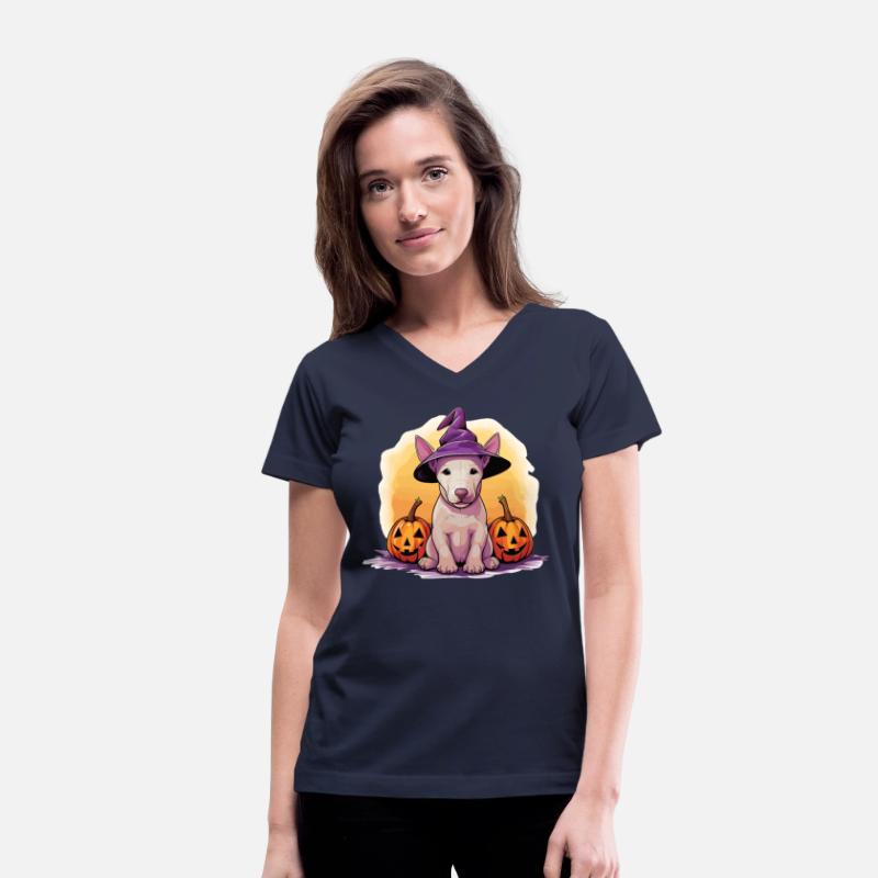 Halloween Witch Hat Pumpkin Dog Bull Terrier