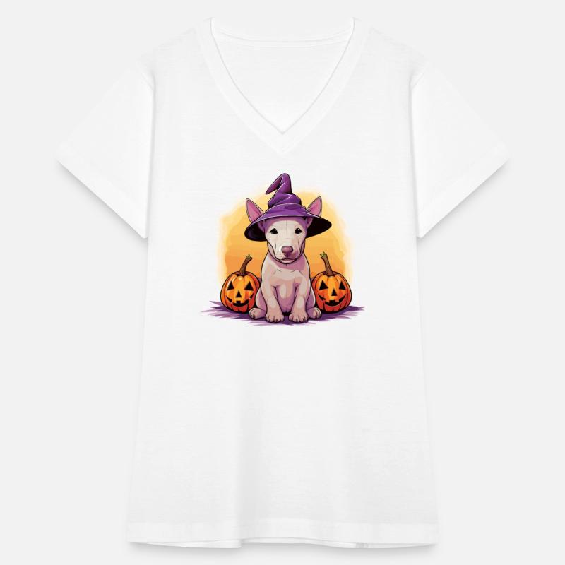 Halloween Witch Hat Pumpkin Dog Bull Terrier