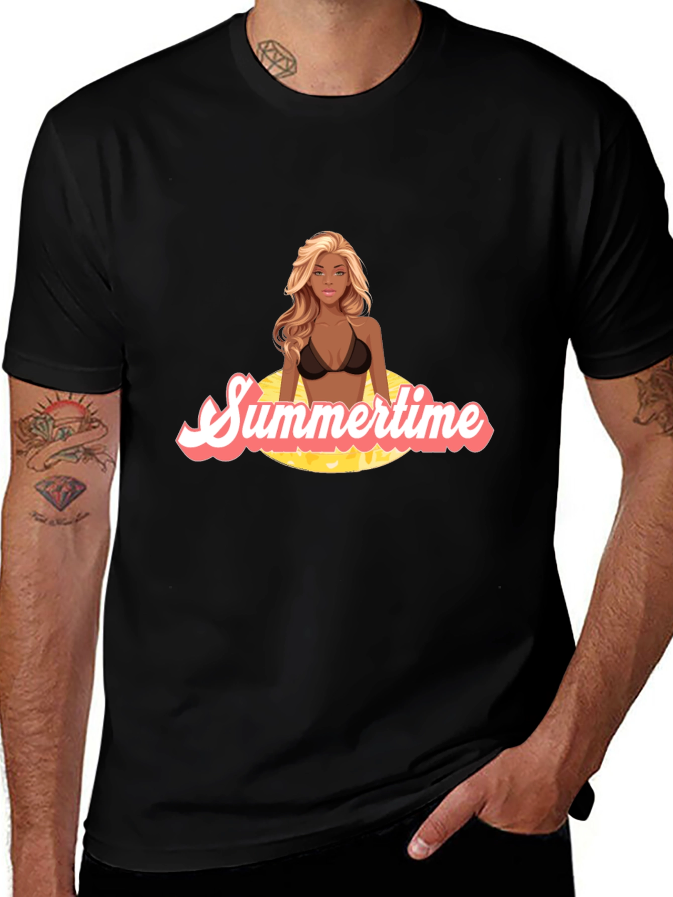 Summertime Vibes Graphic Tee - Black Cotton