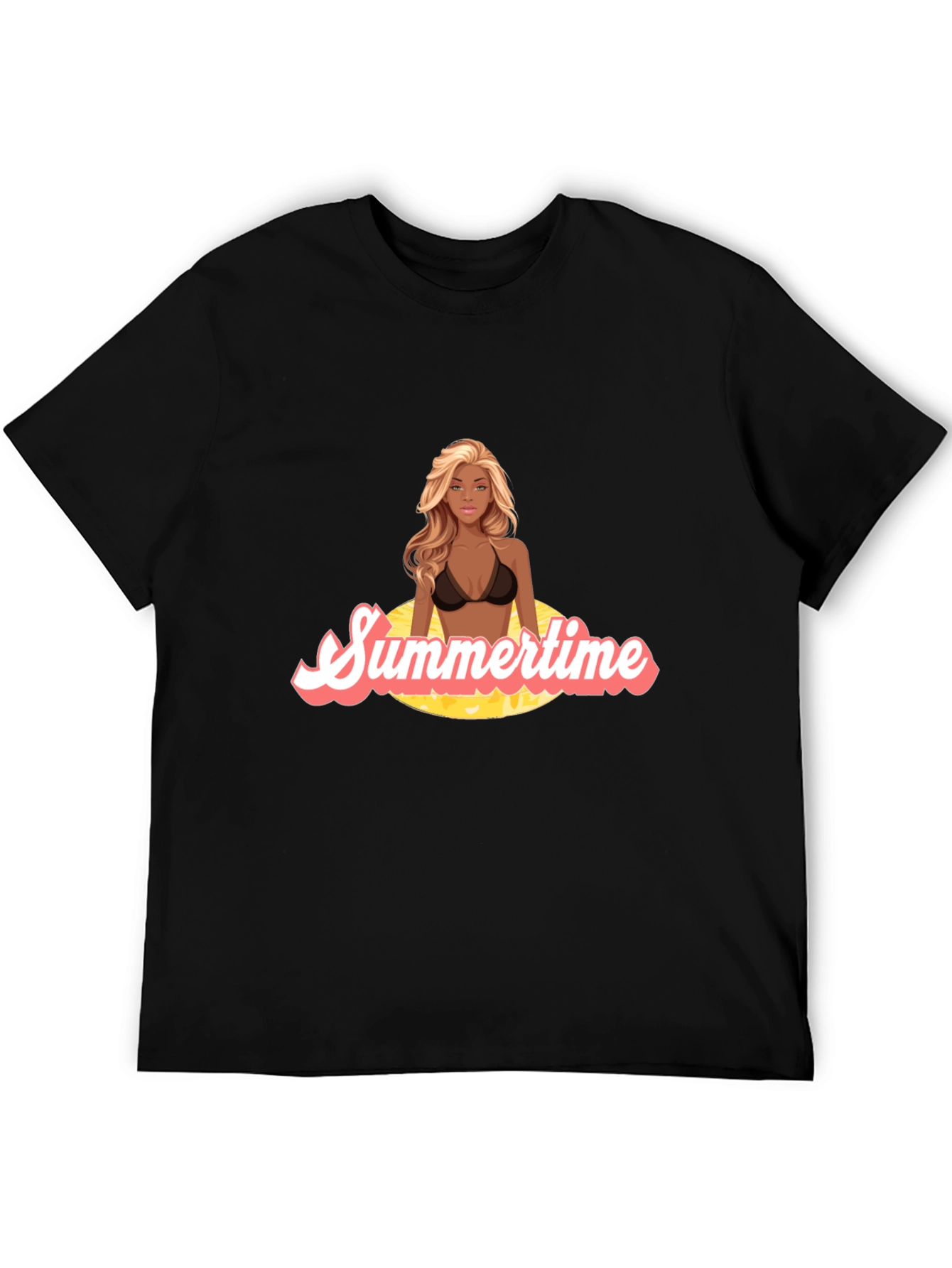 Summertime Vibes Graphic Tee - Black Cotton