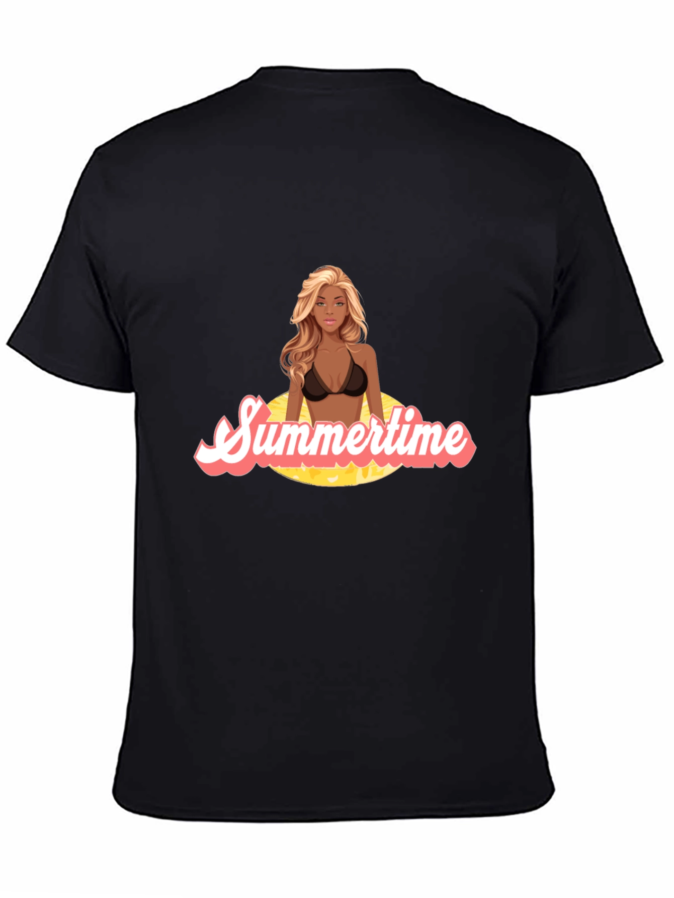 Summertime Vibes Graphic Tee - Black Cotton