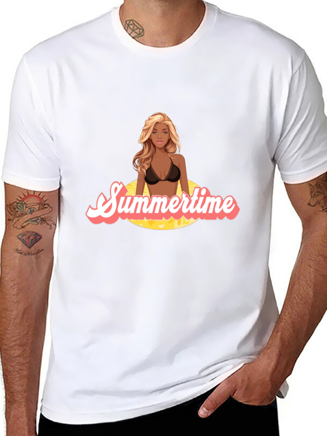 Summertime Vibes Graphic Tee - Black Cotton