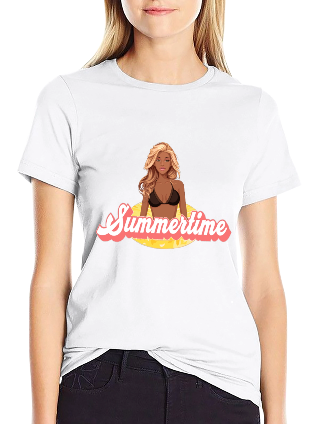 Summertime Vibes Graphic Tee - Black Cotton