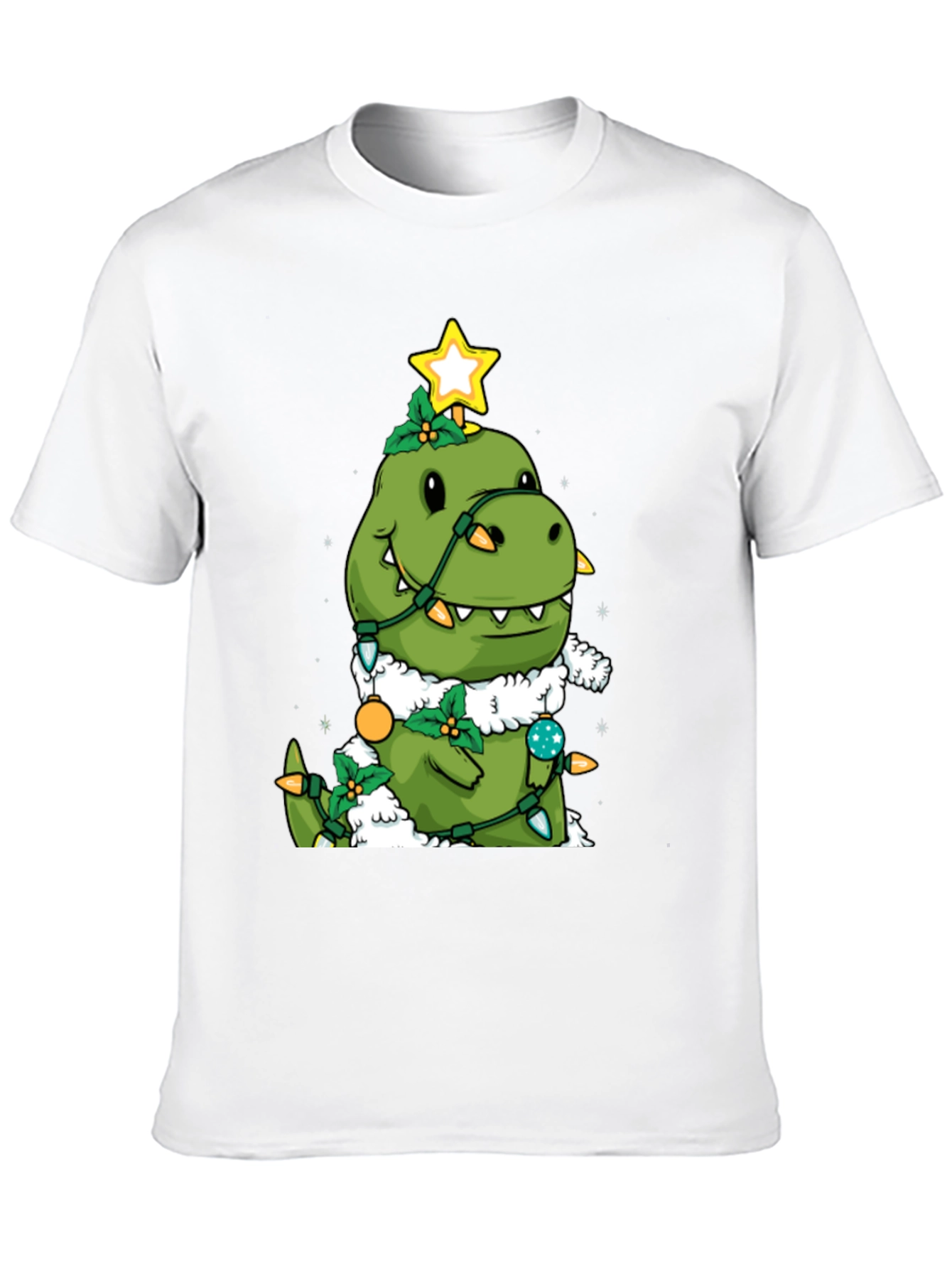 Dino Christmas Tree Black T-Shirt