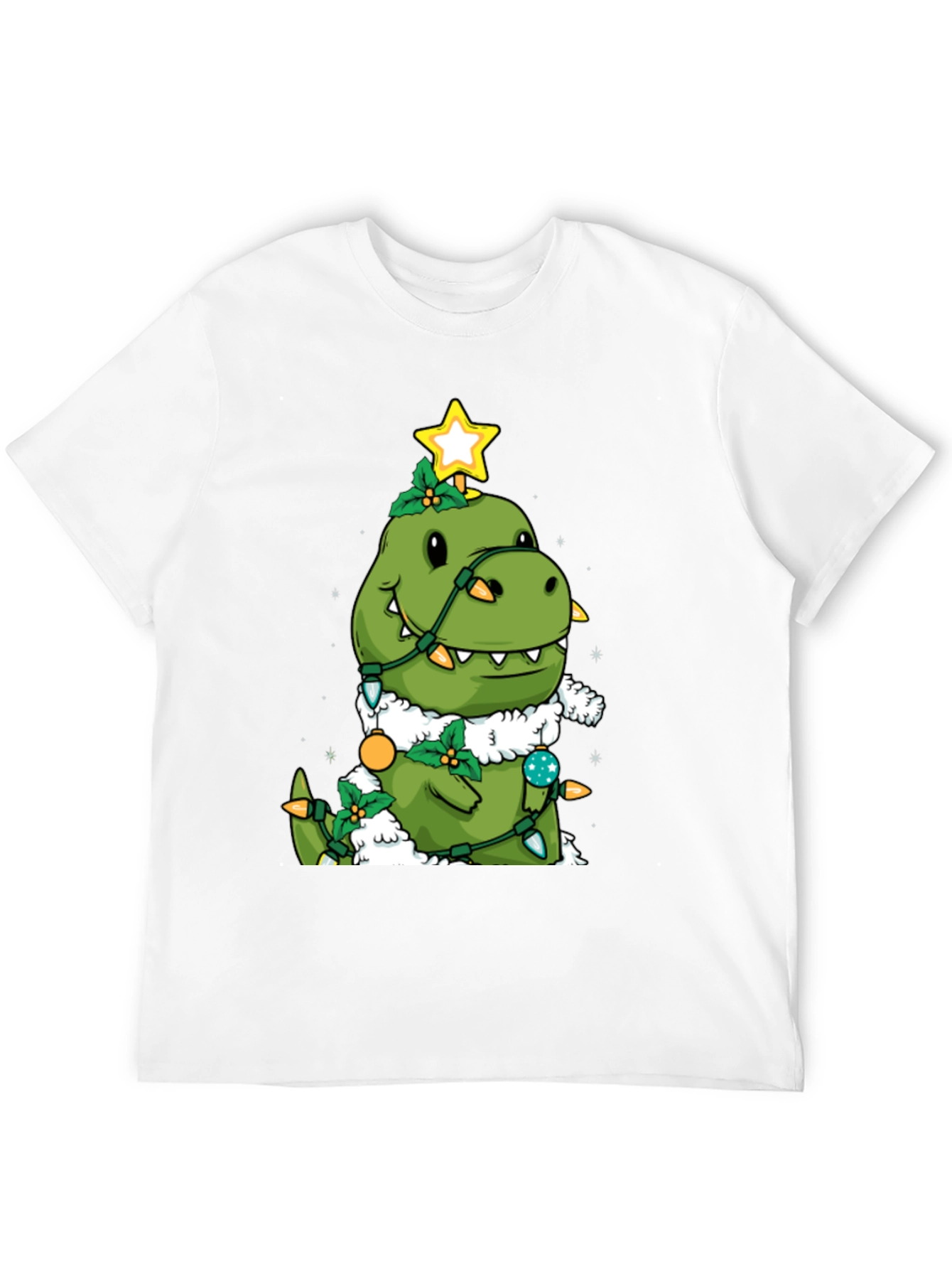 Dino Christmas Tree Black T-Shirt