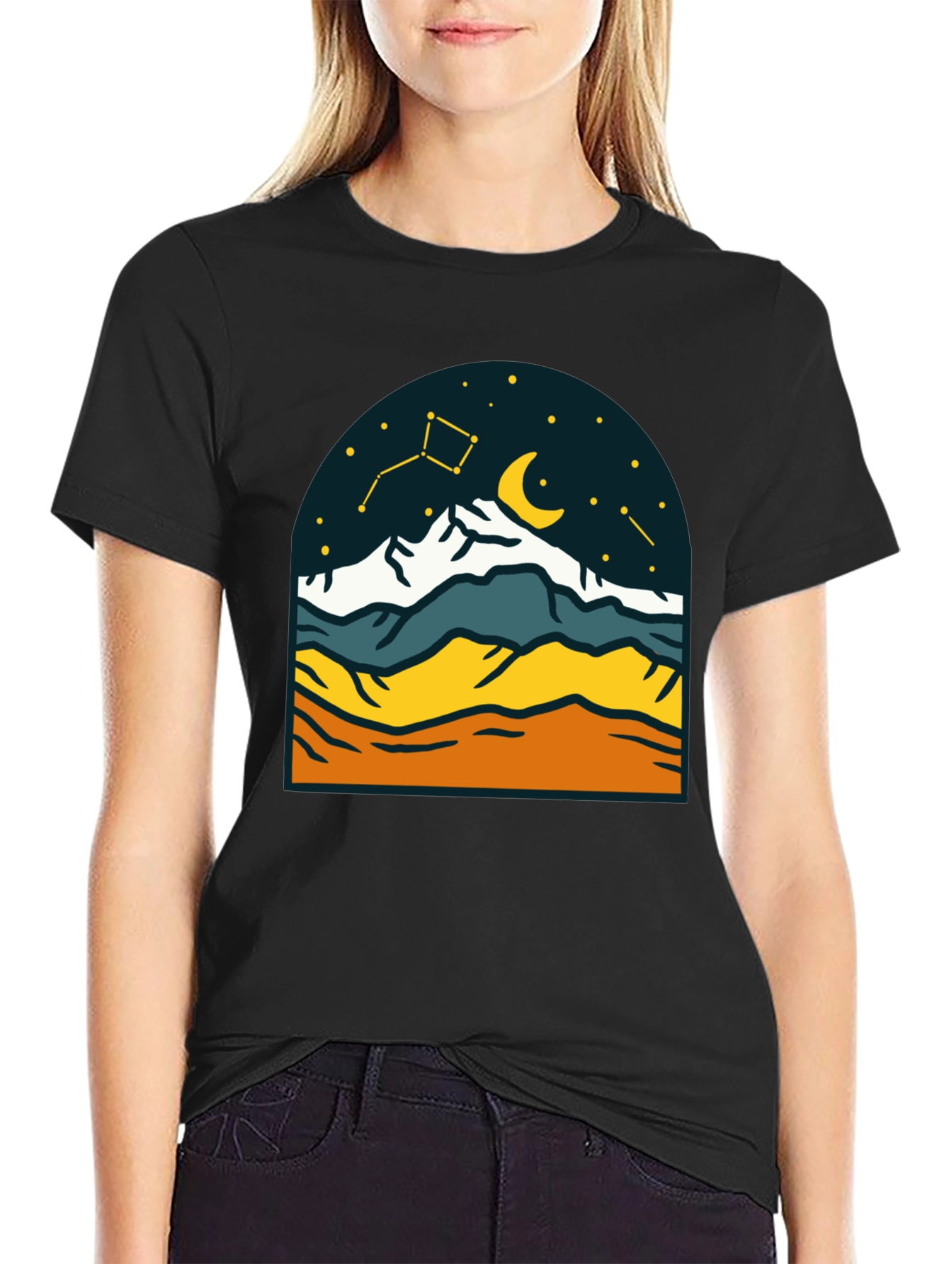 Mountain Nightscape Tee - Celestial Adventure Shirt