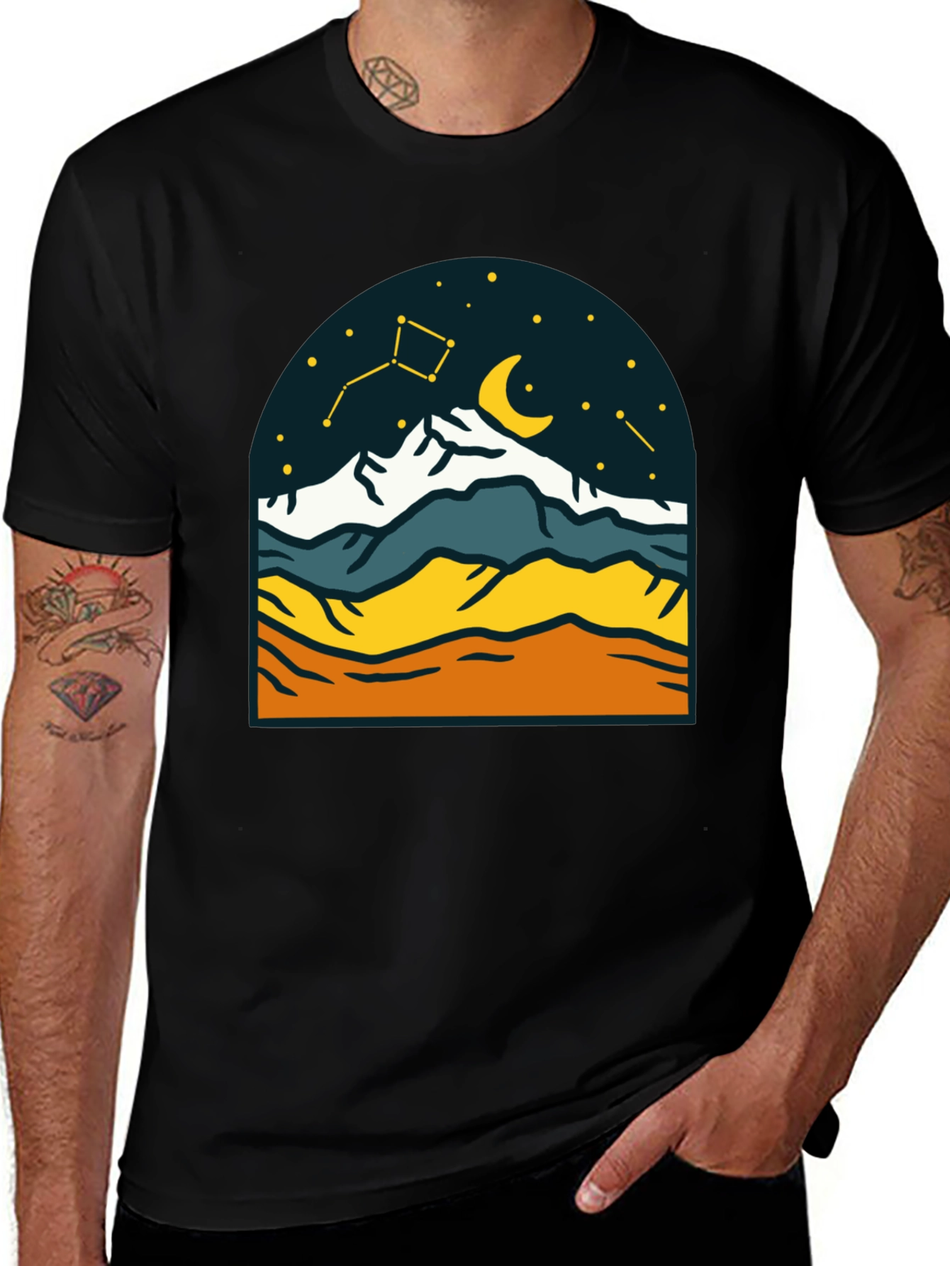 Mountain Nightscape Tee - Celestial Adventure Shirt