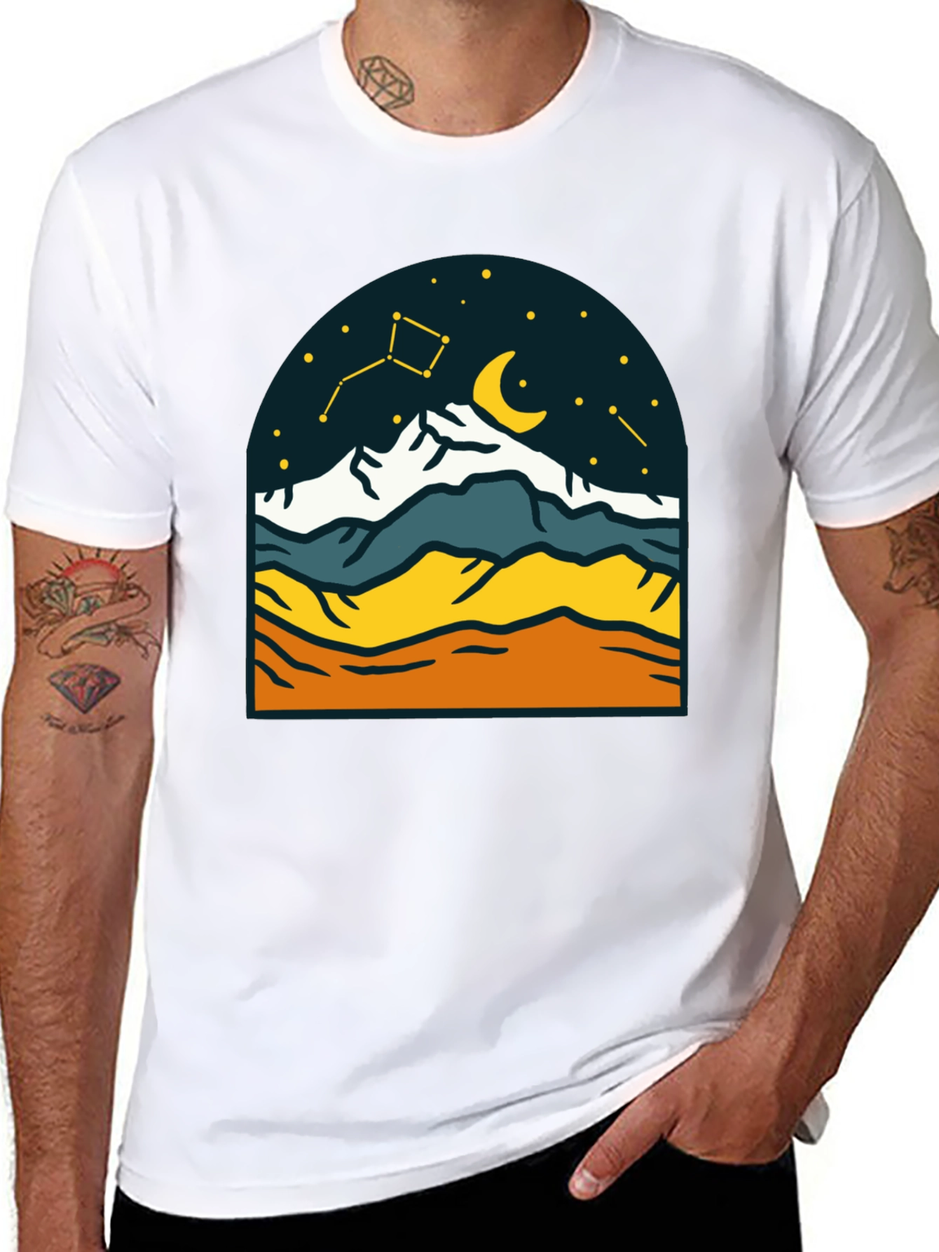 Mountain Nightscape Tee - Celestial Adventure Shirt
