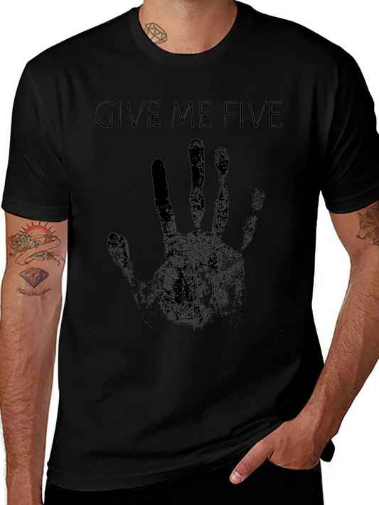 Give Me Five Black Graphic Print T-Shirt