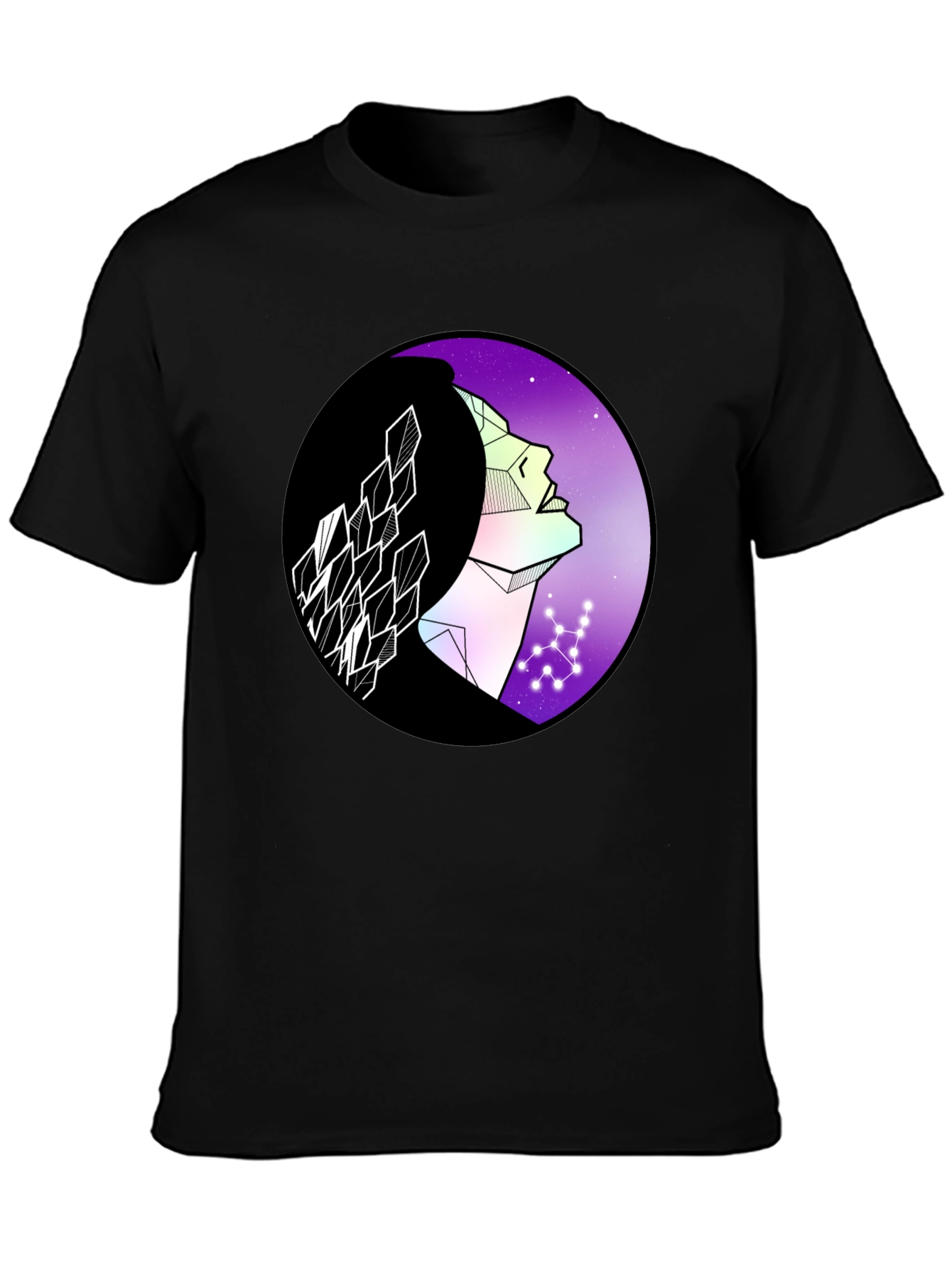 Geometric Woman Graphic Tee - Cosmic Vibes