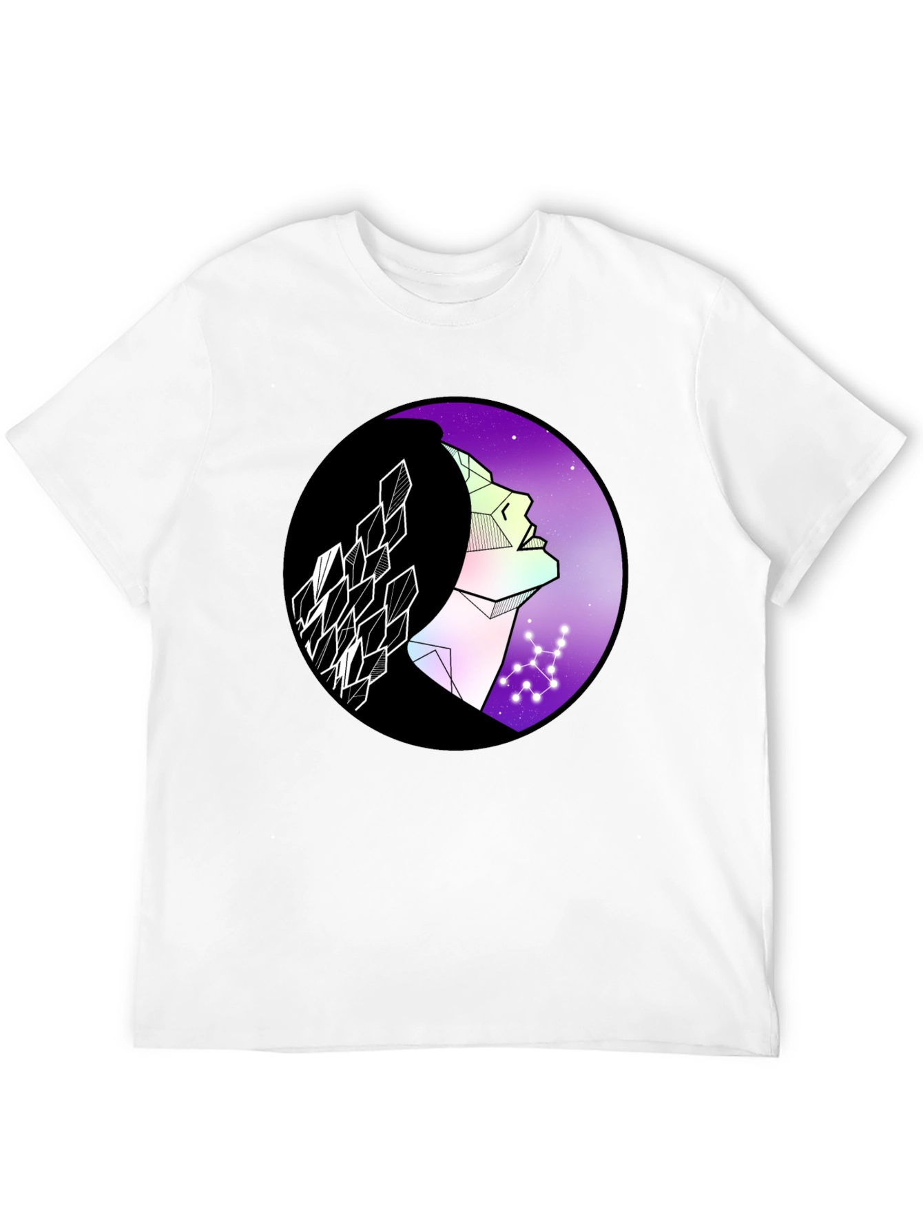 Geometric Woman Graphic Tee - Cosmic Vibes