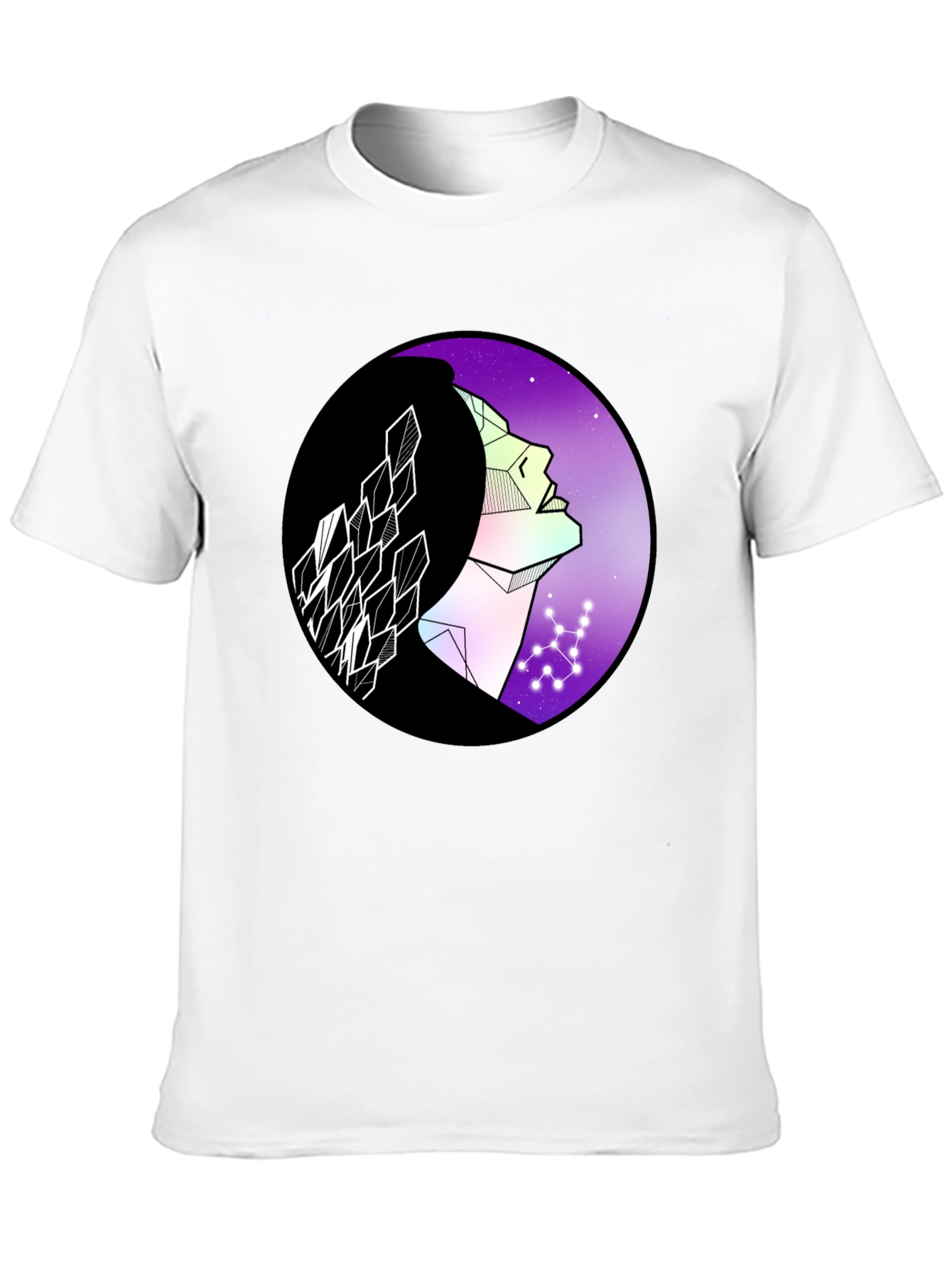 Geometric Woman Graphic Tee - Cosmic Vibes