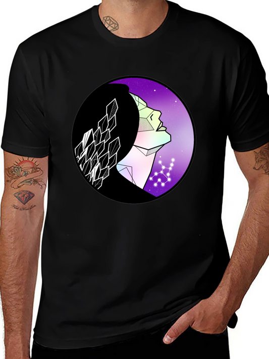 Geometric Woman Graphic Tee - Cosmic Vibes