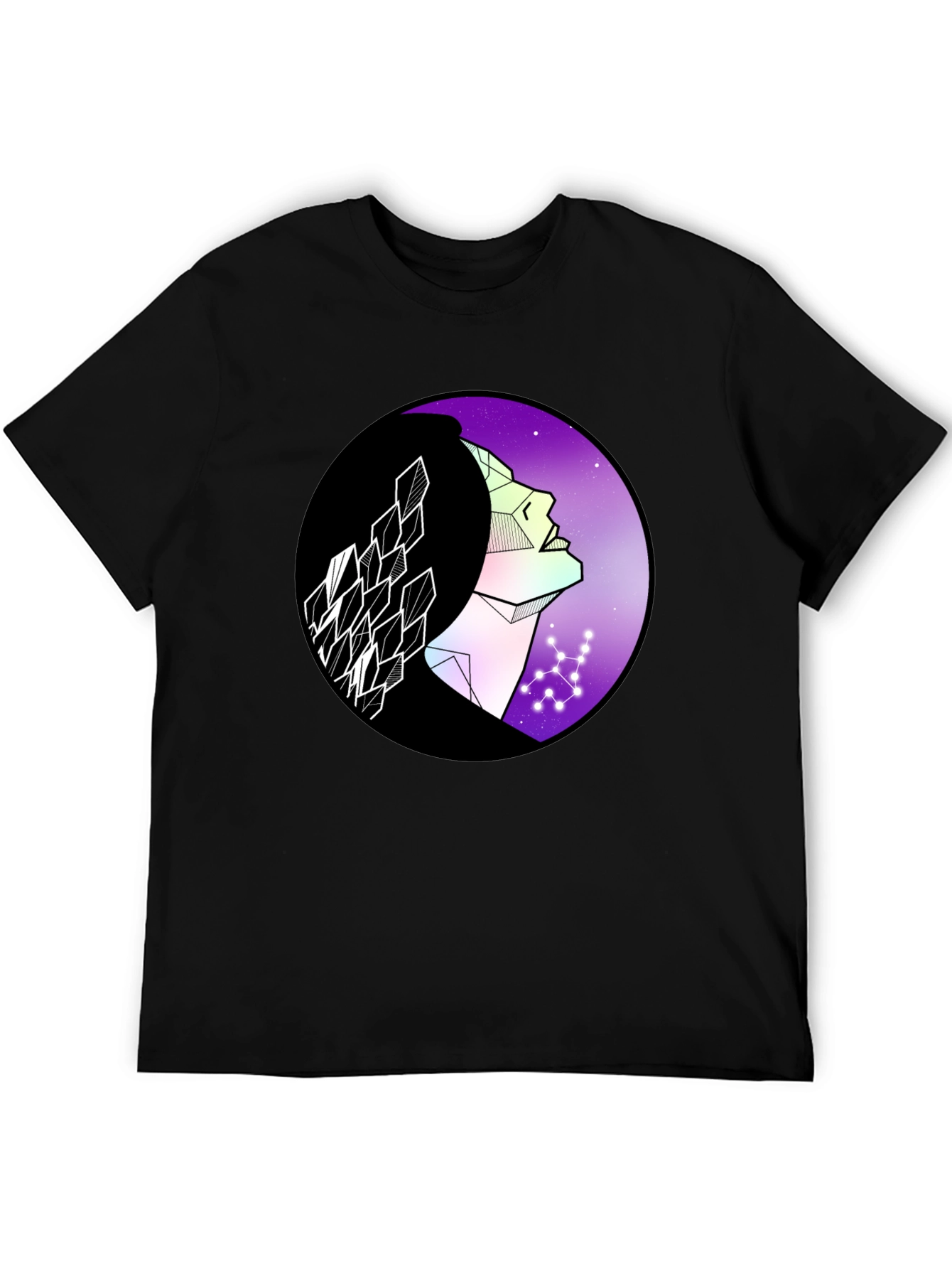 Geometric Woman Graphic Tee - Cosmic Vibes