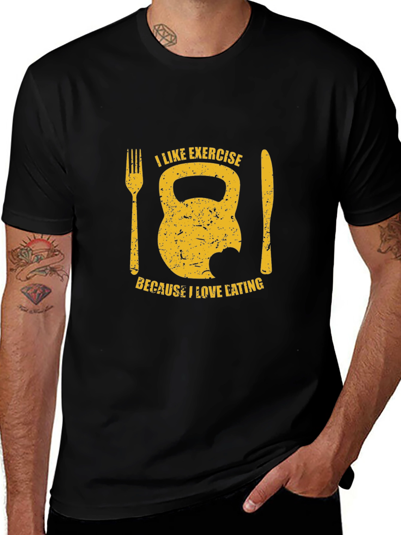 Funny Exercise & Eating T-Shirt - Kettlebell Design