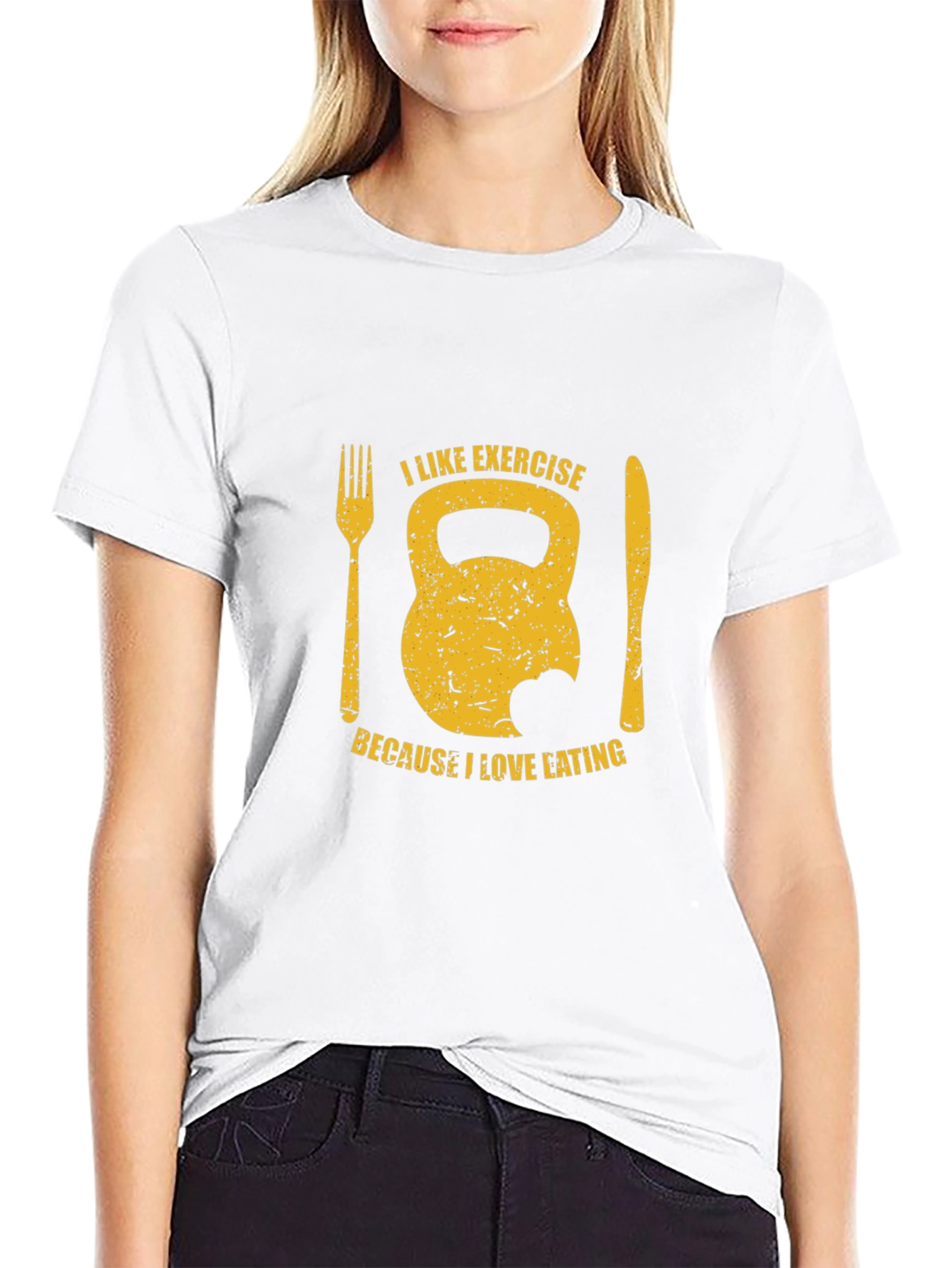 Funny Exercise & Eating T-Shirt - Kettlebell Design