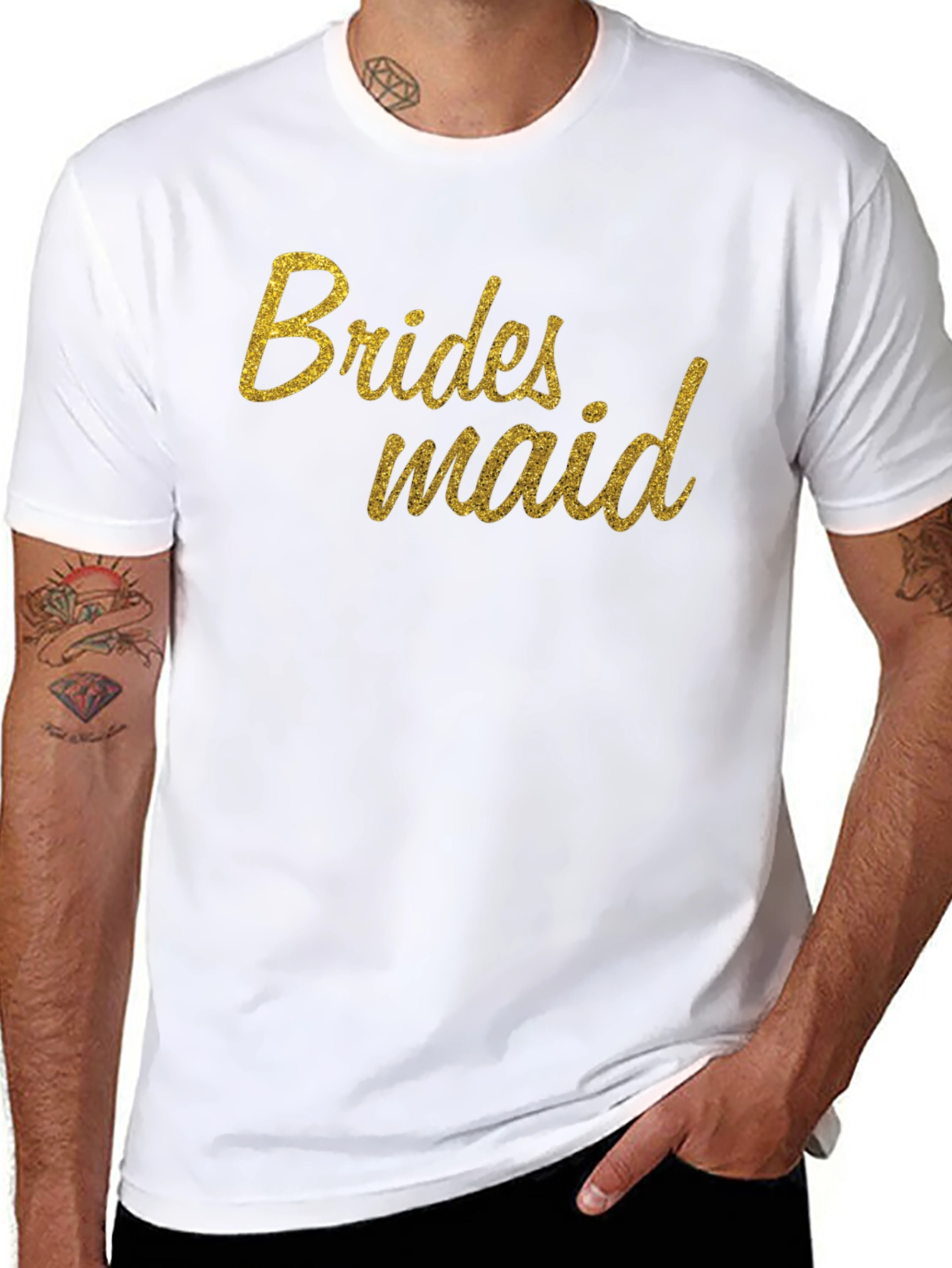 Bridesmaid Glitter Print Crew Neck T-Shirt
