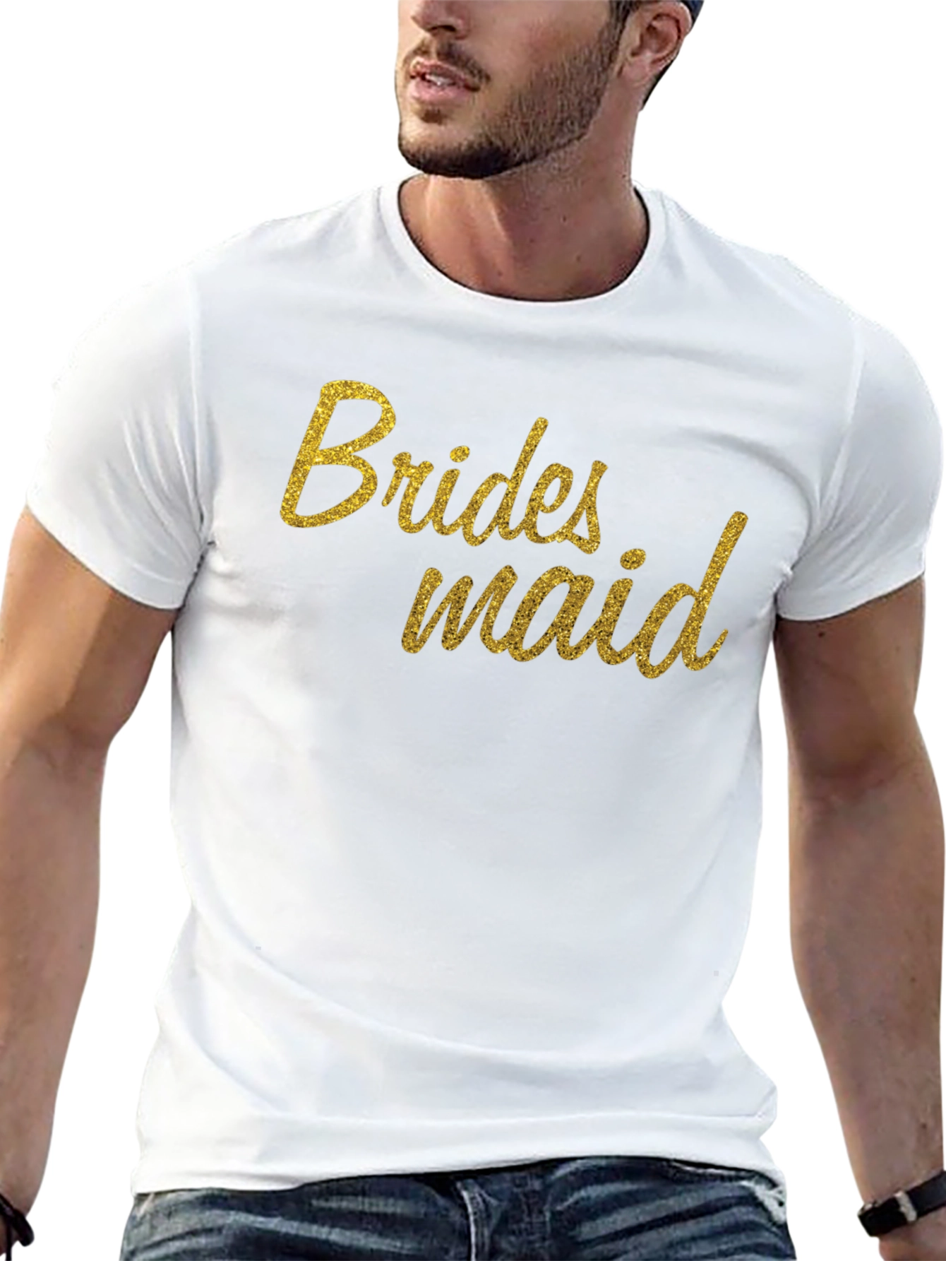 Bridesmaid Glitter Print Crew Neck T-Shirt