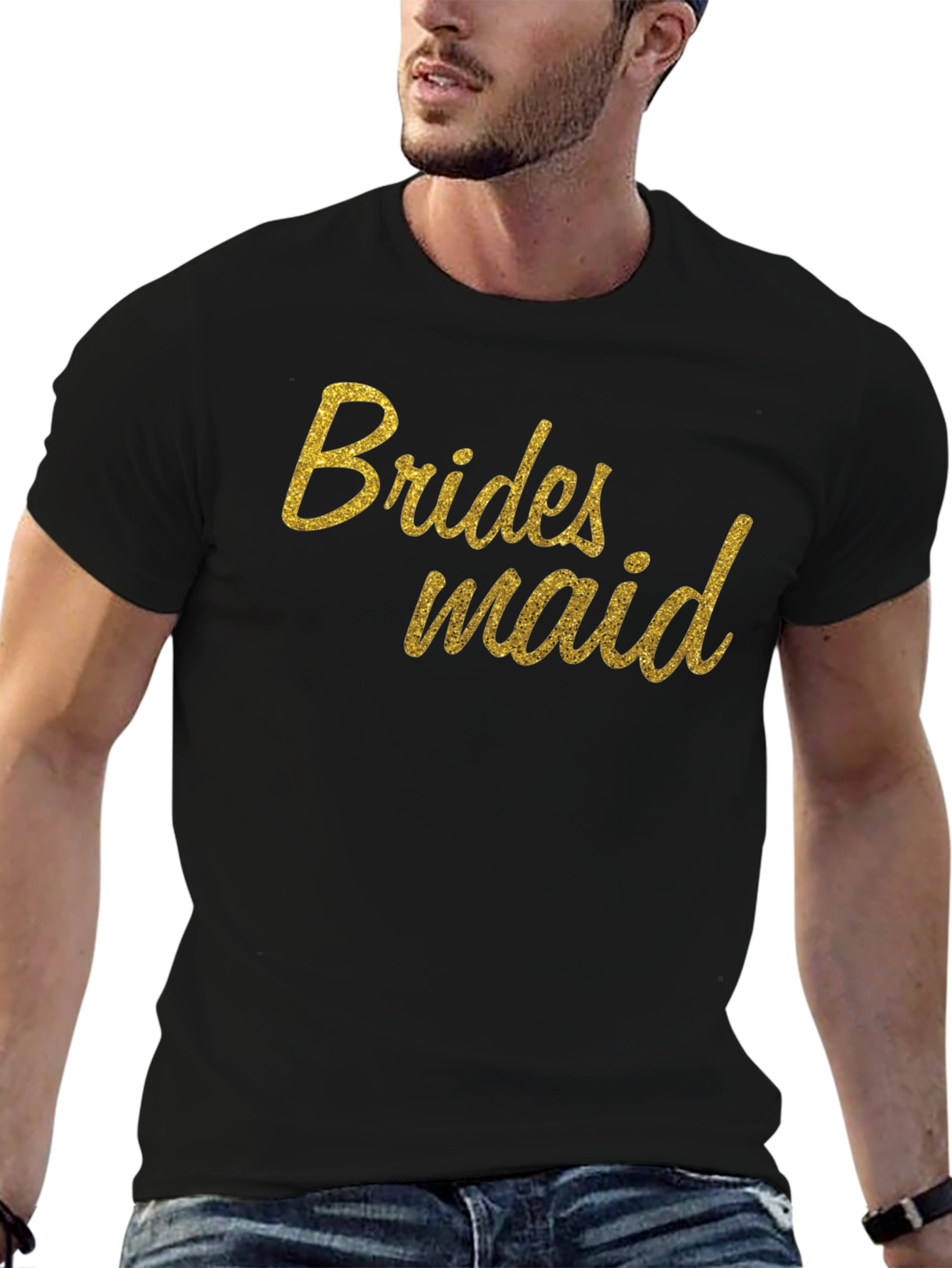 Bridesmaid Glitter Print Crew Neck T-Shirt