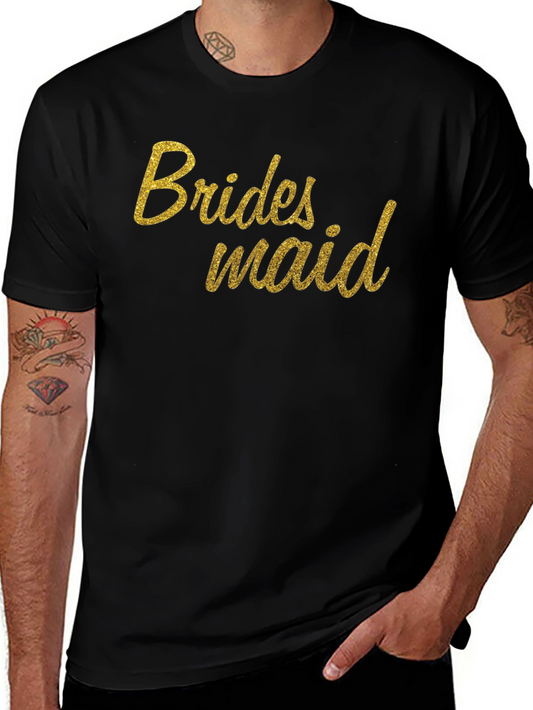 Bridesmaid Glitter Print Crew Neck T-Shirt