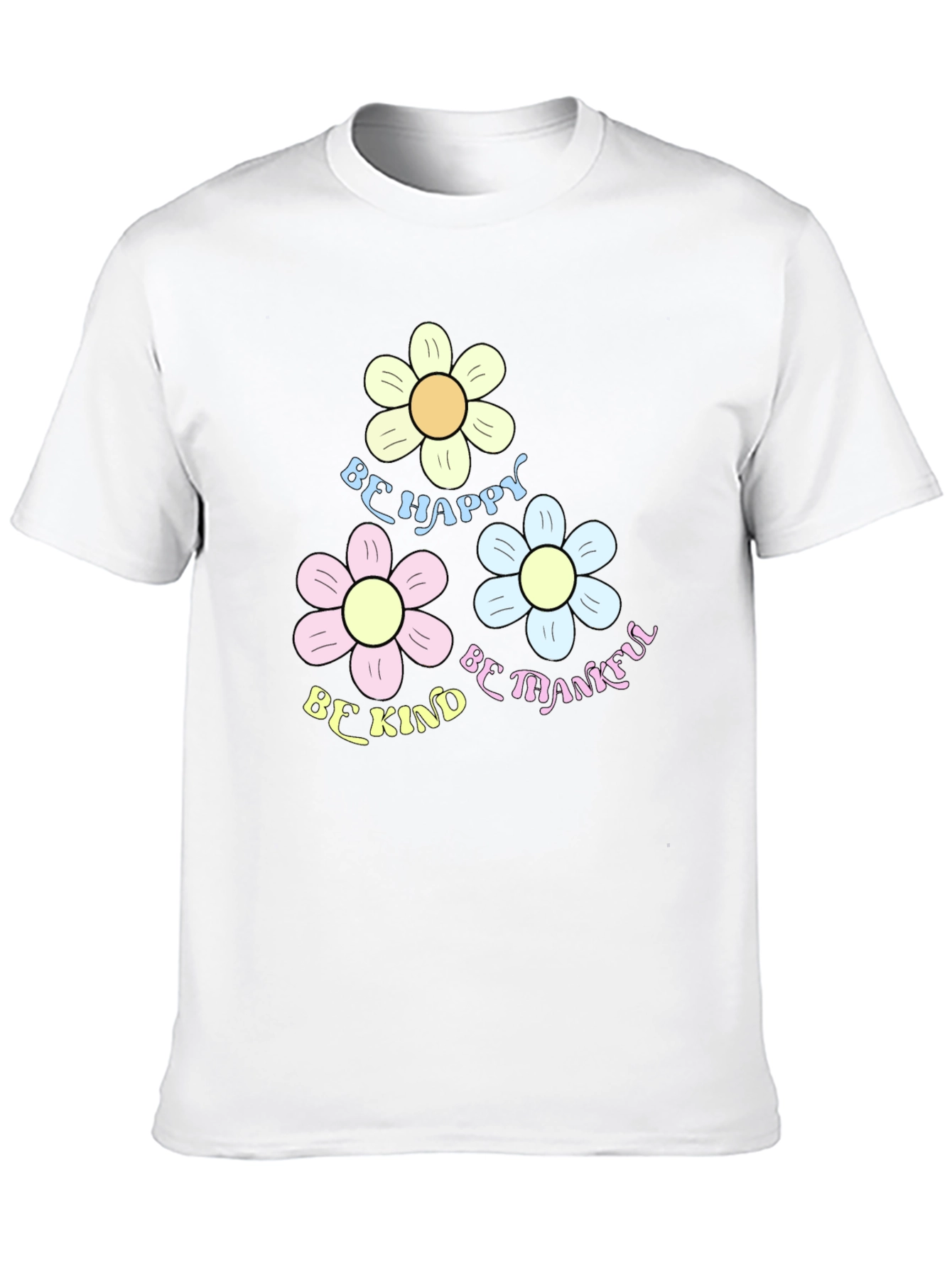 Be Happy Kind Thankful Flower Graphic Tee