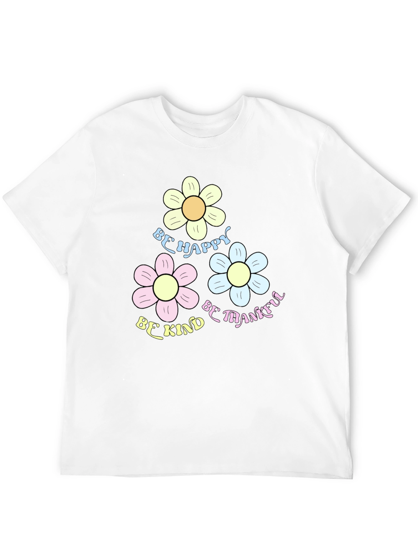 Be Happy Kind Thankful Flower Graphic Tee