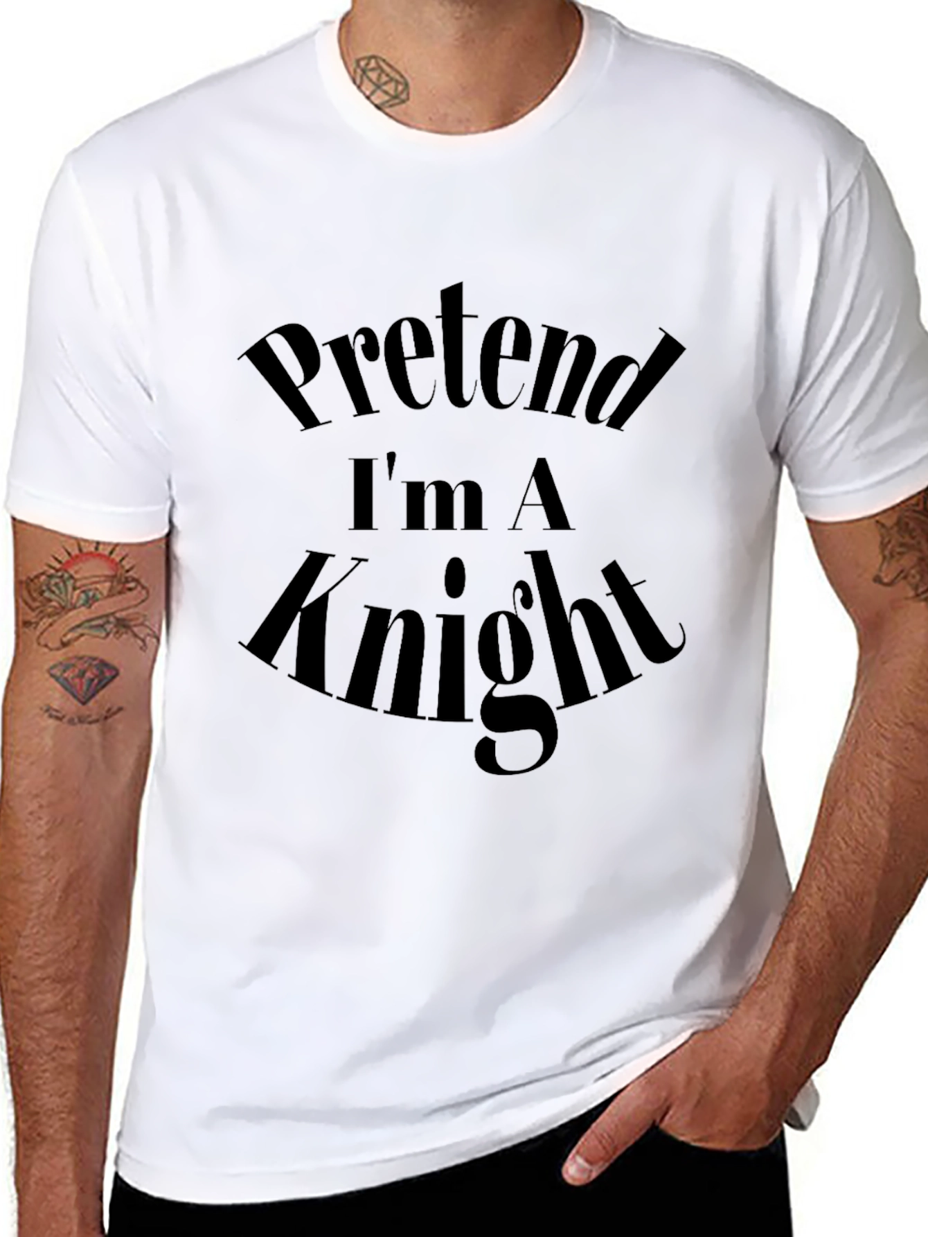 Pretend Im A Knight Black T-Shirt - Novelty Tee